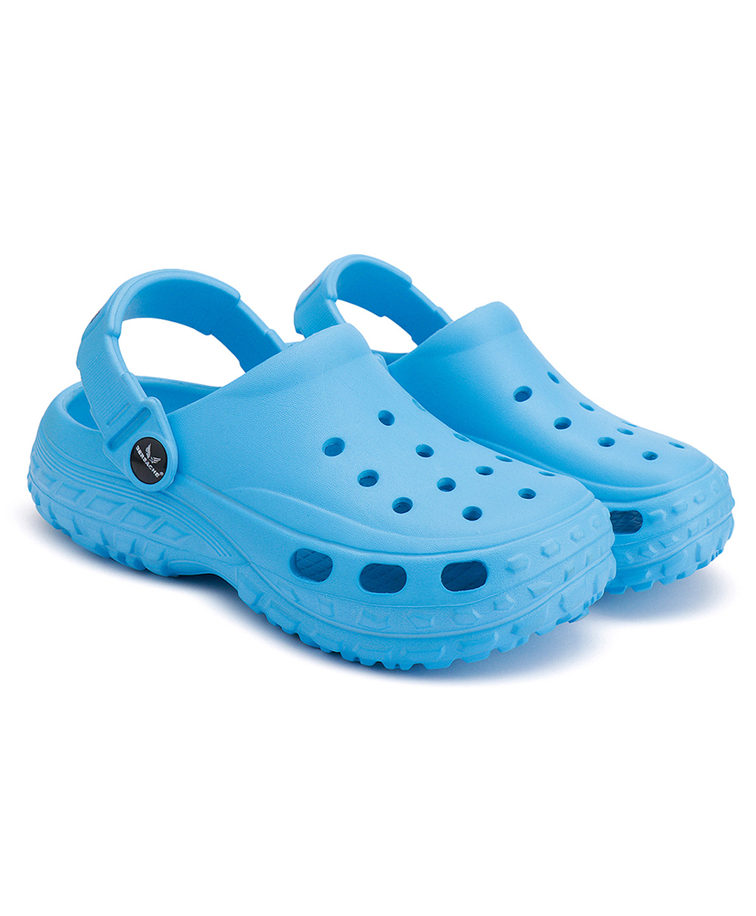BERSACHE Solid Perforated Slip On Clogs - Blue-picture-26