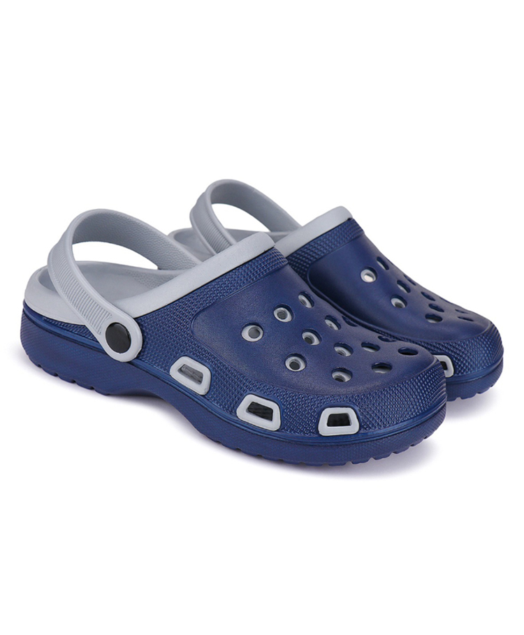 BERSACHE Colour Blocked Perforated Slingback Clogs - Grey-image-3