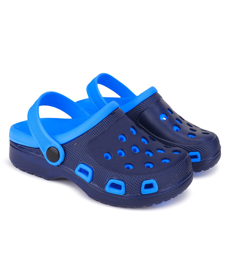 BERSACHE Colour Blocked Perforated Slingback Clogs - Blue-picture-19