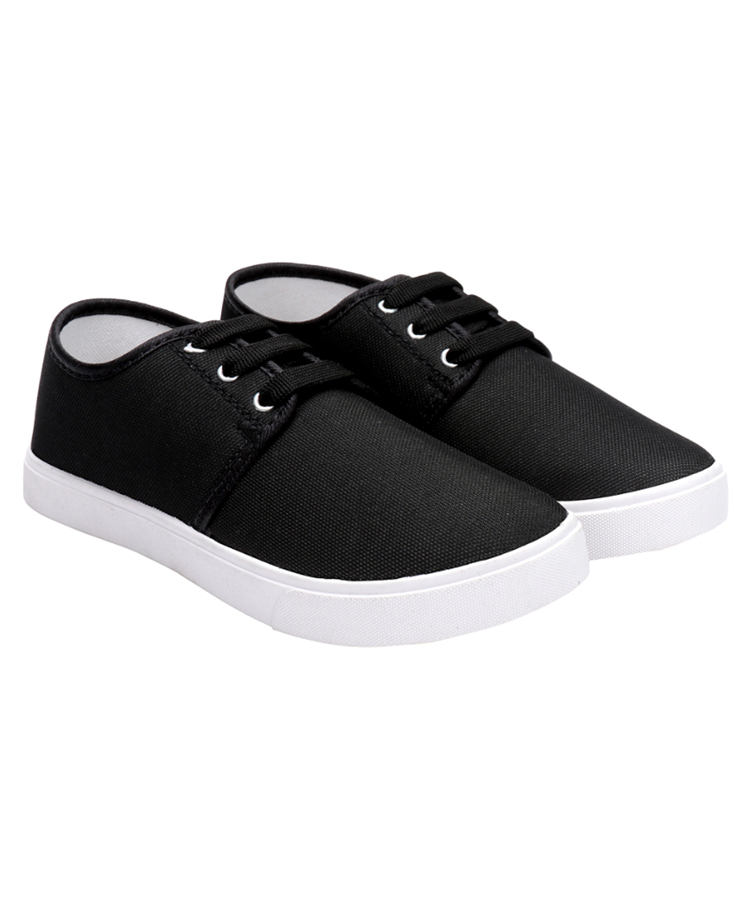 BERSACHE Solid Lace Up Sneakers - Black-picture-33