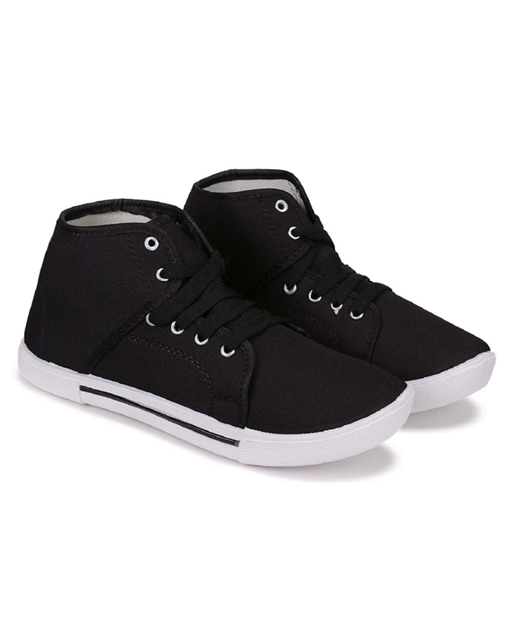 BERSACHE Solid Lace Up Sneakers - Black-picture-31