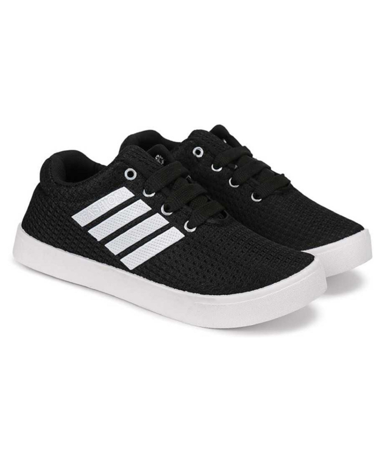 BERSACHE Colour Blocked Textured Lace Up Sneakers - Black-picture-48