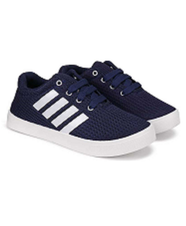 BERSACHE Colour Blocked Textured Lace Up Sneakers - Blue-picture-15