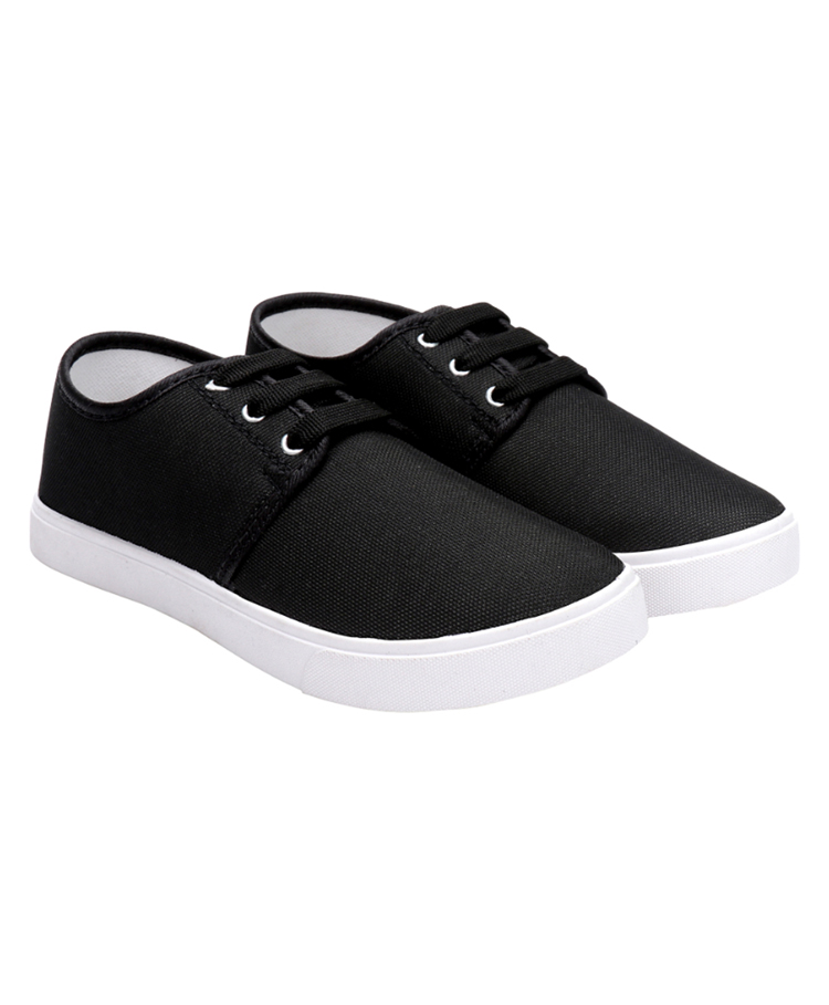BERSACHE Solid Lace Up Sneakers - Black-picture-43