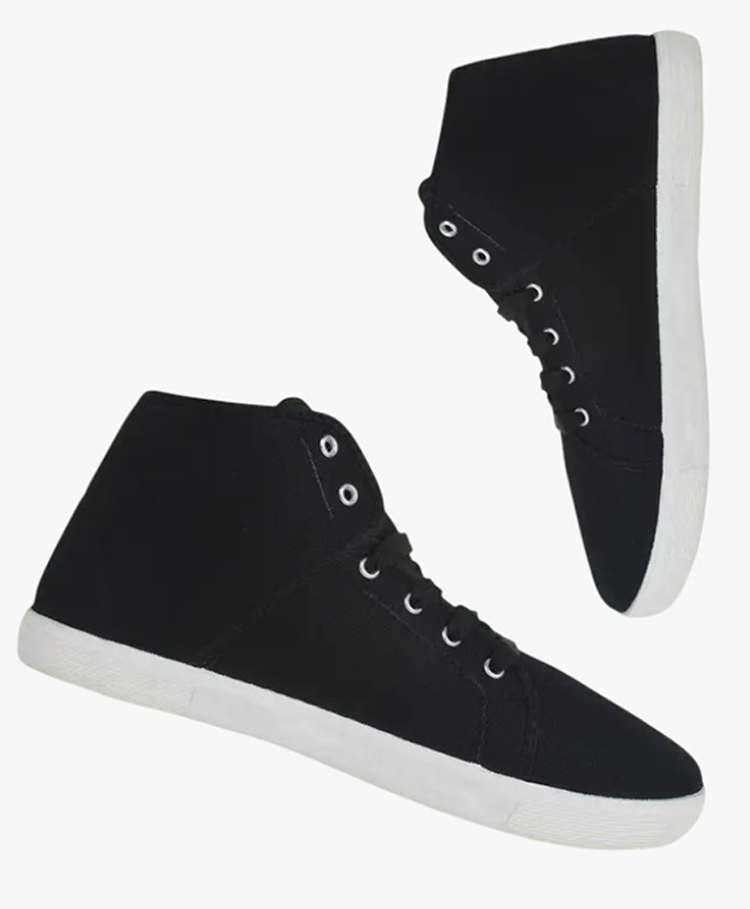 BERSACHE Solid Lace Up Sneakers - Black-picture-37