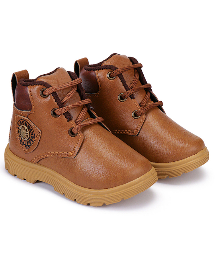 BERSACHE Solid Lace Up Boots - Brown