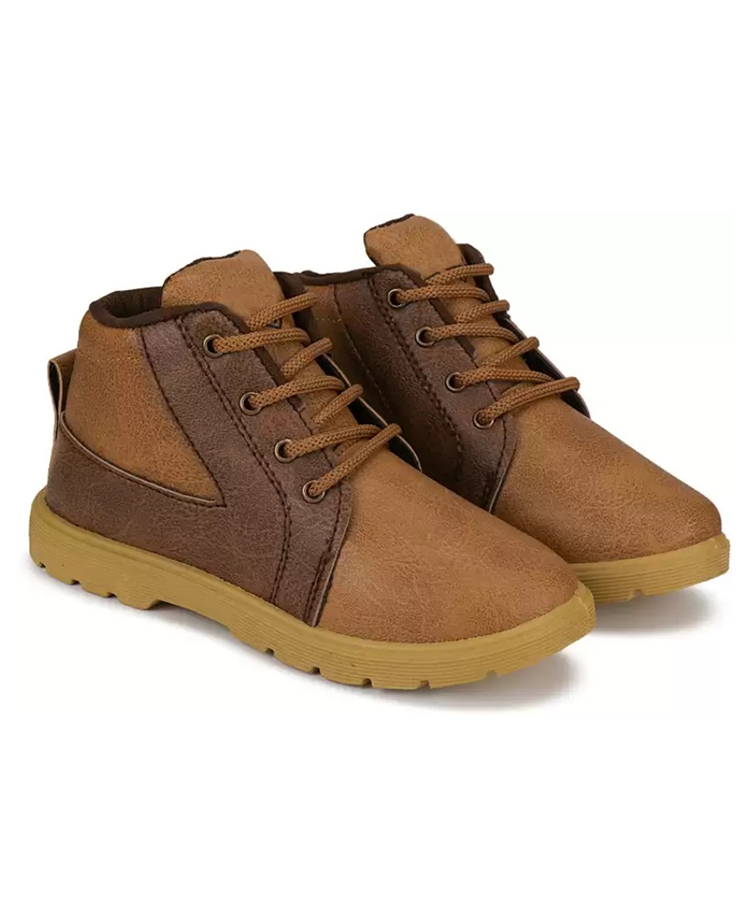 BERSACHE Colour Blocked Lace Up Boots - Brown-picture-24