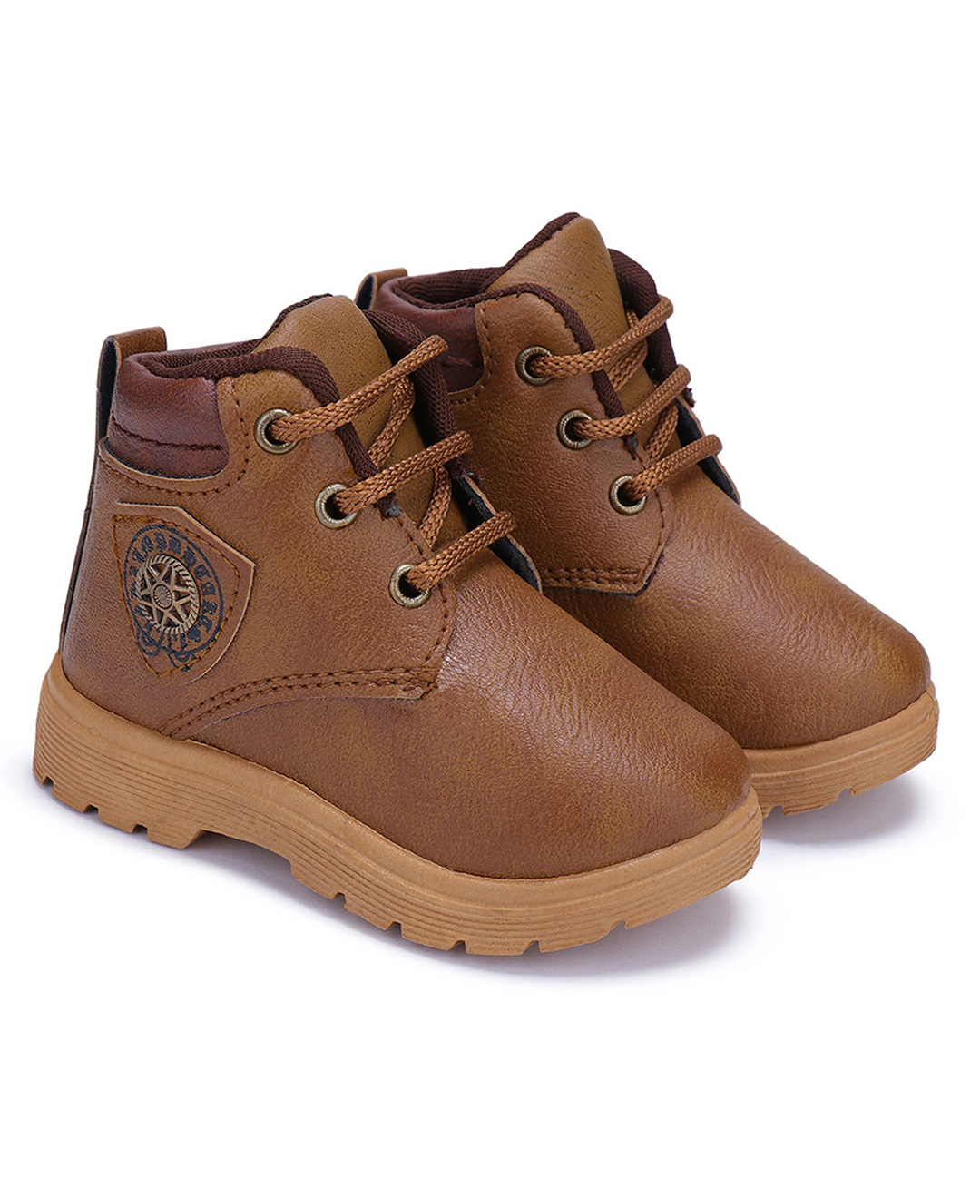 BERSACHE Solid Lace Up Boots - Tan