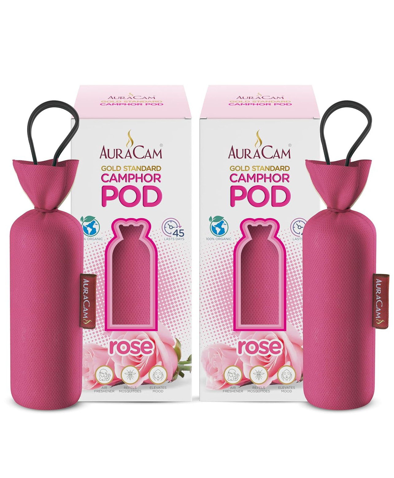AuraCam Gold Standard Camphor Pod | Camphor Cone (Rose) - Set of 2 - Pod Air freshener For Room, Car, Bathroom, Office & Toilet | Long-Lasting Cone for Home-image-44