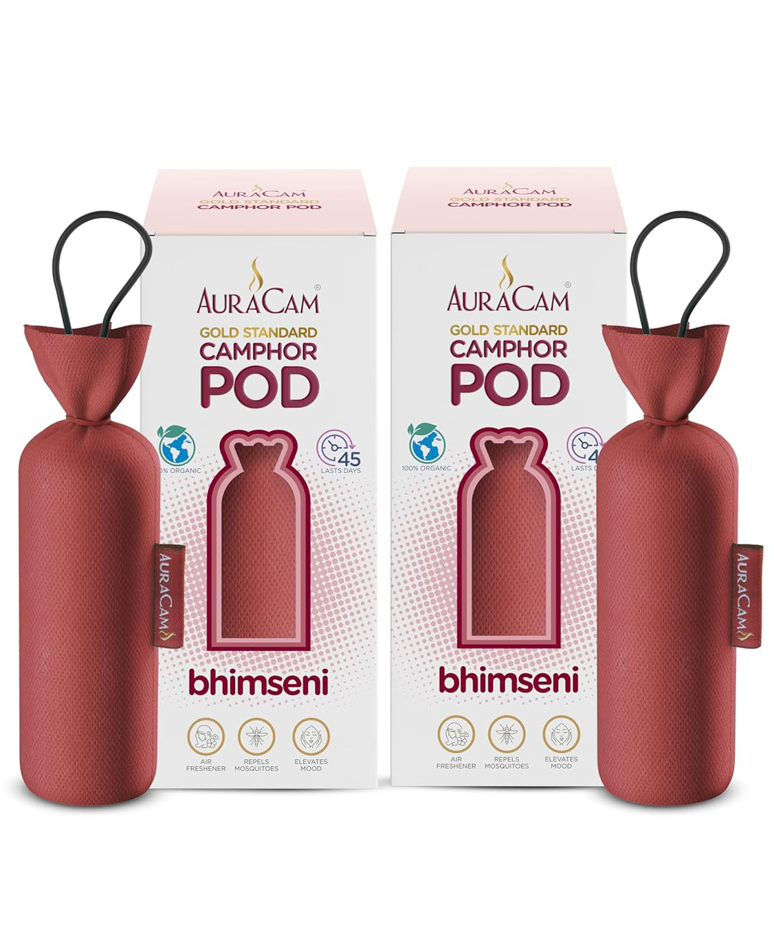 AuraCam Gold Standard Camphor Pod Cone (Bhimseni) - Set of 2 - Pod Air freshener For Room, Car, Bathroom, Office & Toilet Long-Lasting Cone for Home-image-36