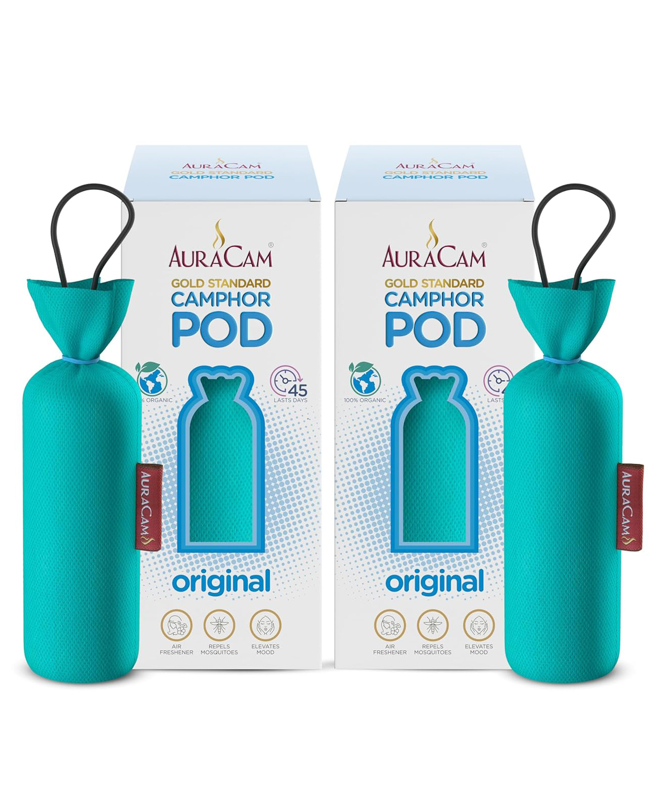AuraCam Gold Standard Camphor Pod Cone (Original) - Set of 2 - Pod Air freshener For Room, Car, Bathroom, Office & Toilet | Long-Lasting Cone for Home-image-42
