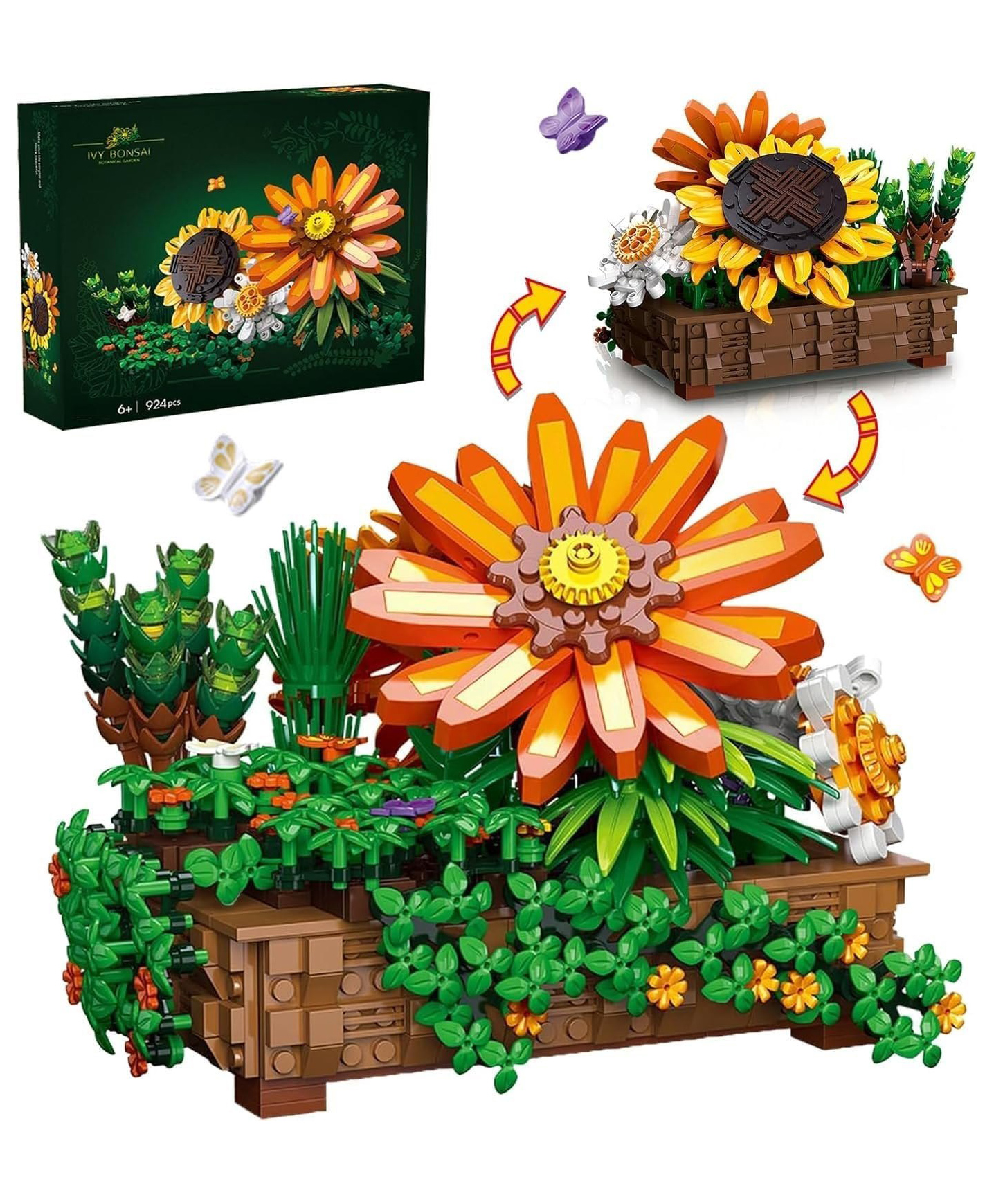 AKN TOYS Flower Building Set for Adults- Artificial Sunflowers Building Toys for Home Décor 924pcs- Pack of 1 - ( Color and Design May Vary )-picture-12
