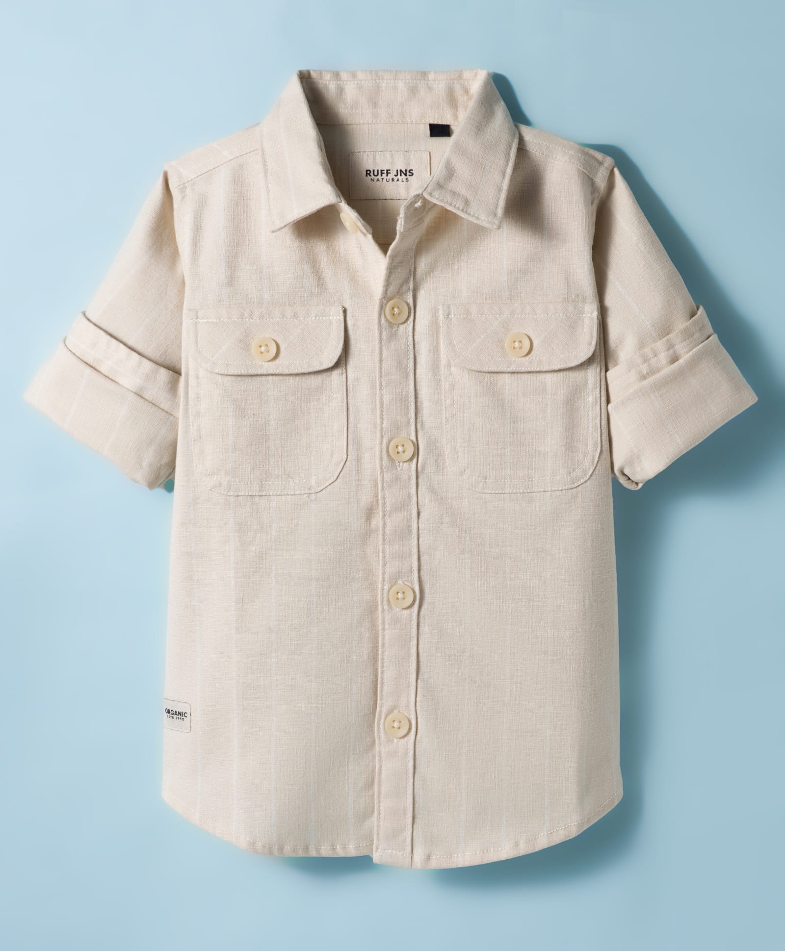 Ruff 100% Cotton Linen woven Full Sleeves Shirt With Stripes - Beige-picture-3
