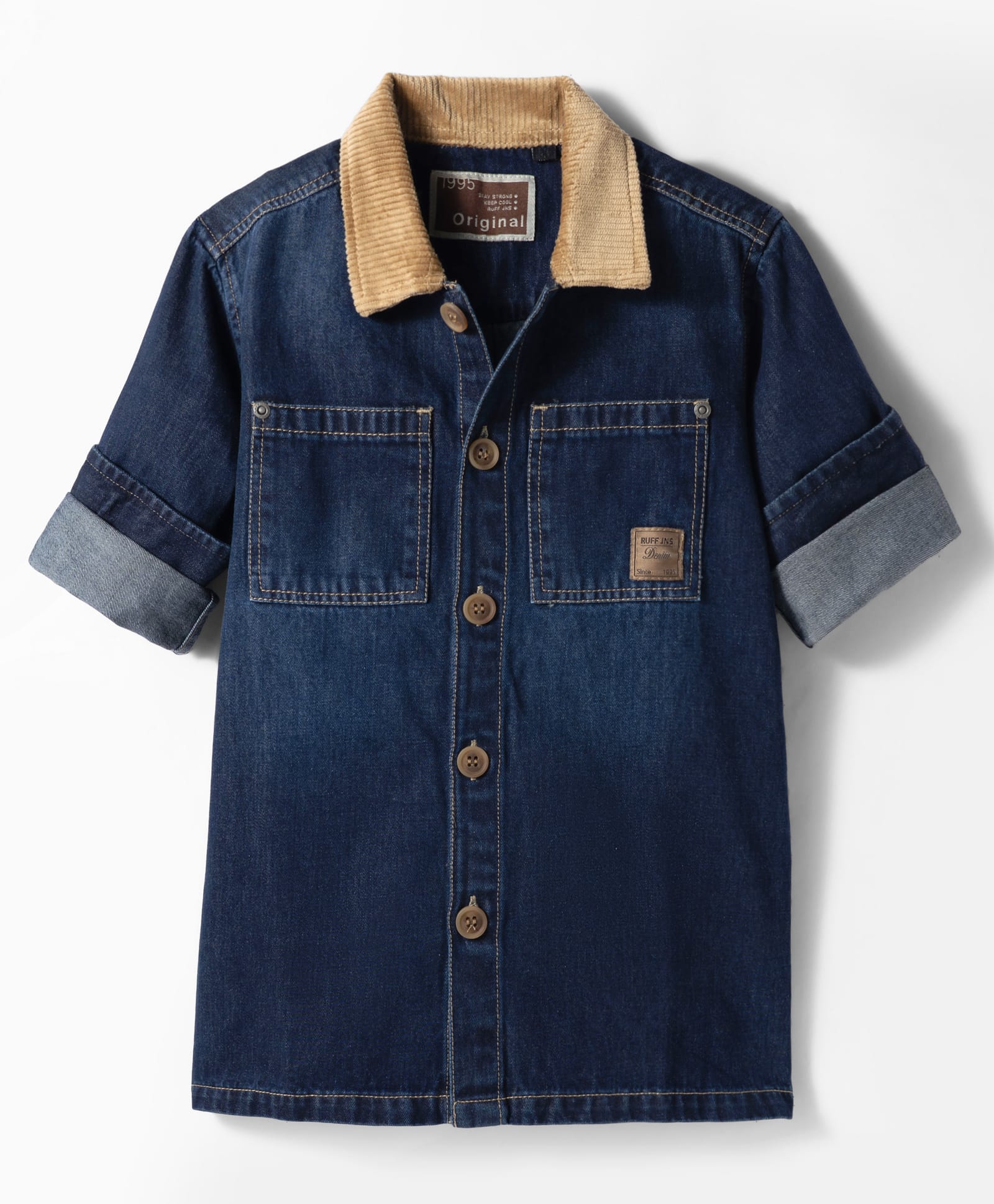 Ruff 100% Cotton Woven Full Sleeves Denim Shirt - Navy Blue-image-33