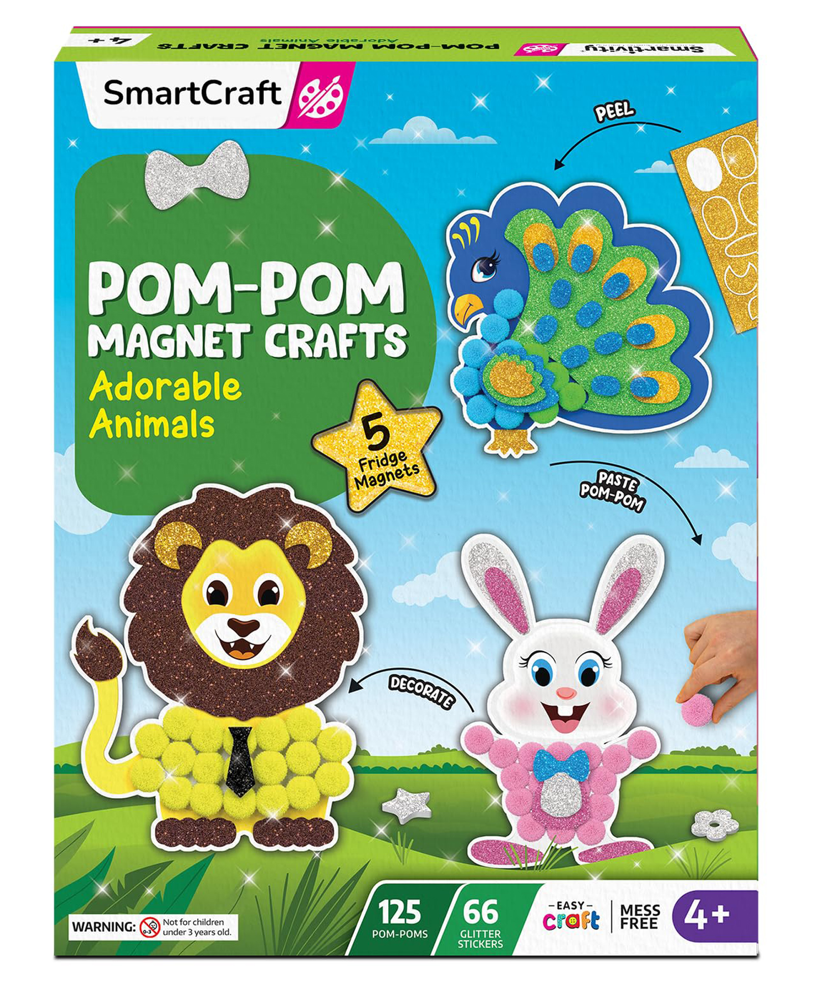 Smartivity Pom Pom Adorable Animals Themed Magnet Craft Kit-image-49