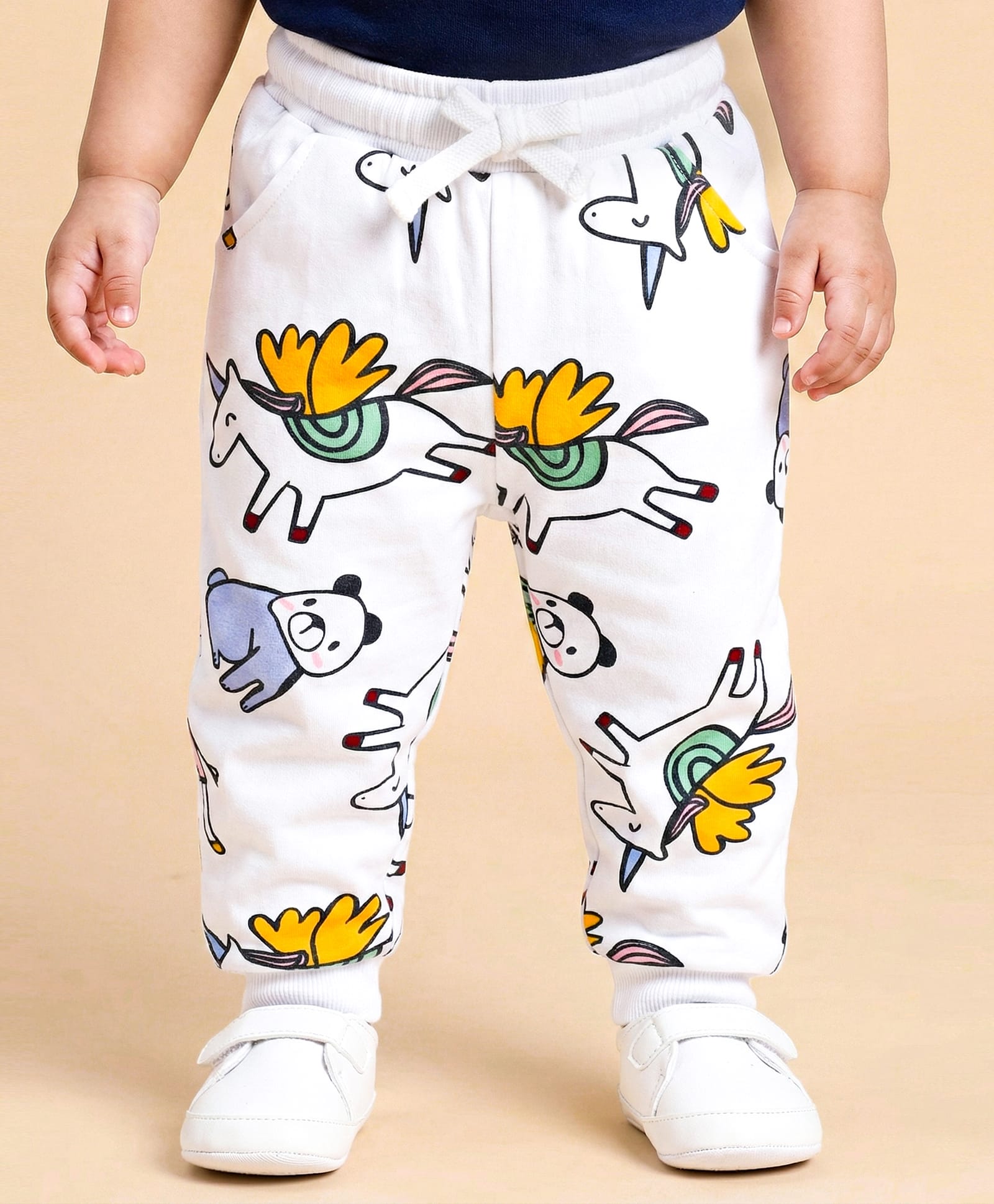 Babyoye 100% Cotton Interlock Knit Lounge Pant With Animal Print - White-image-48