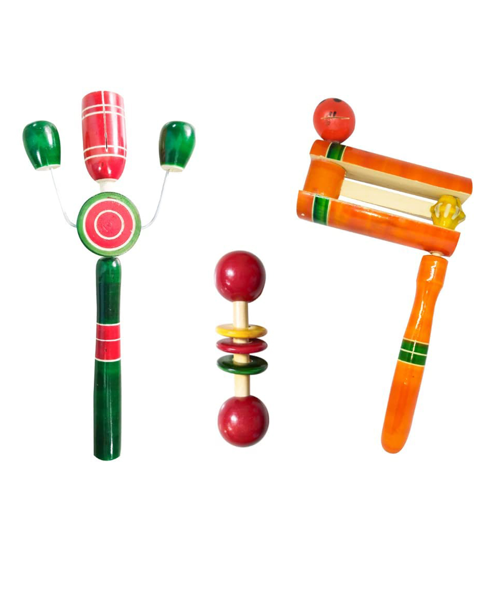 Funwood Games Combo of Multicolor Wooden 3 Rattles for infants and toddlers (Roc-Toc Rattle, Dumbbell Rattle and Frog Rattle)-picture-21