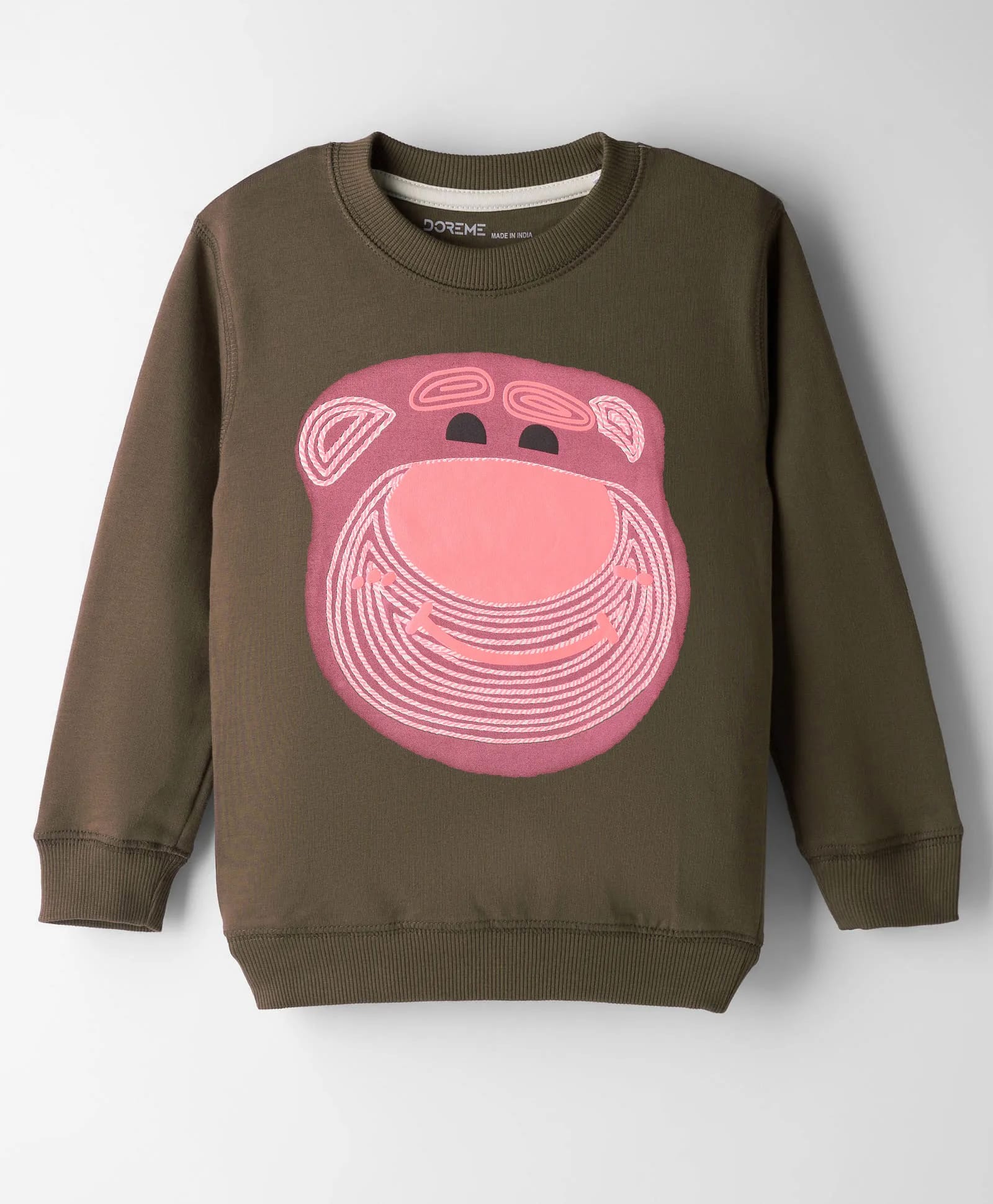 Doreme Terry Knit Full Sleeves Sweatshirt with Space Theme Graphic - Brown-image-47