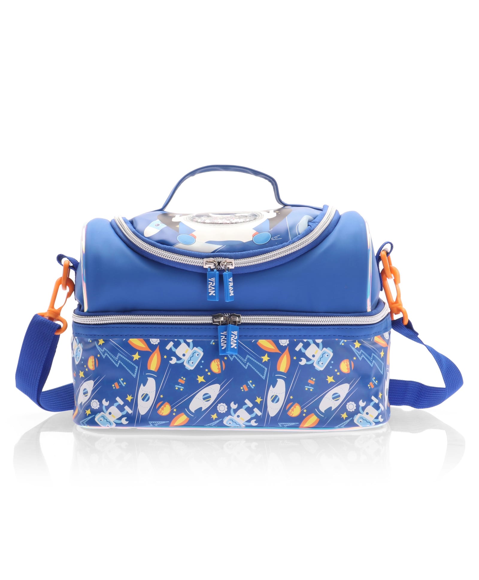 Astronaut Dual Compartment Lunch Box Bag 2.5L - Blue| Zipper Closure & Easy Carry Shoulder Strap| Designed for School Going Boys & Girls-image-32