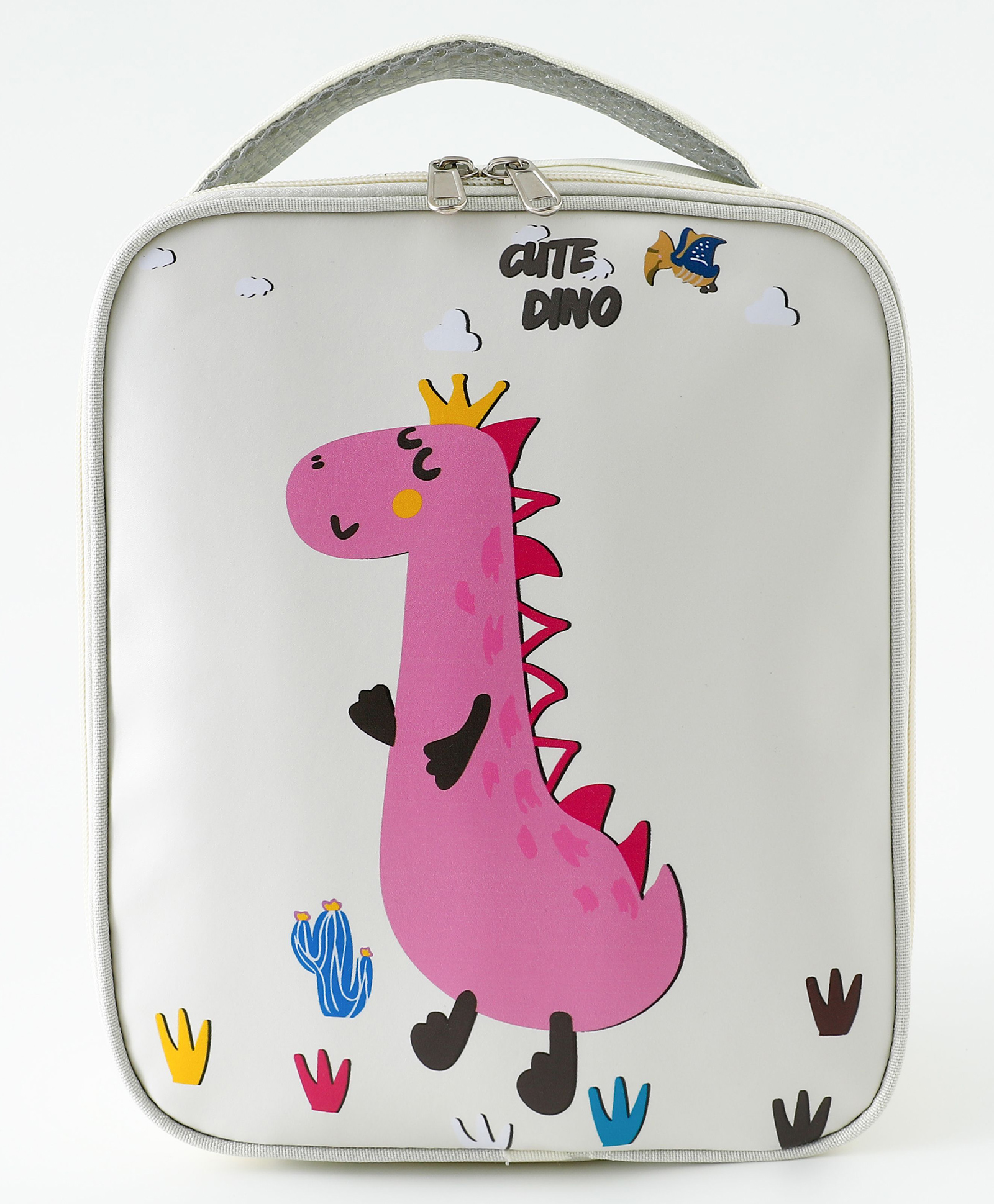 Babyhug Dino Water Resistant Lunch Bag - Beige| Compact & Lightweight Lunch Carry Bag for Kids & Parents-image-5