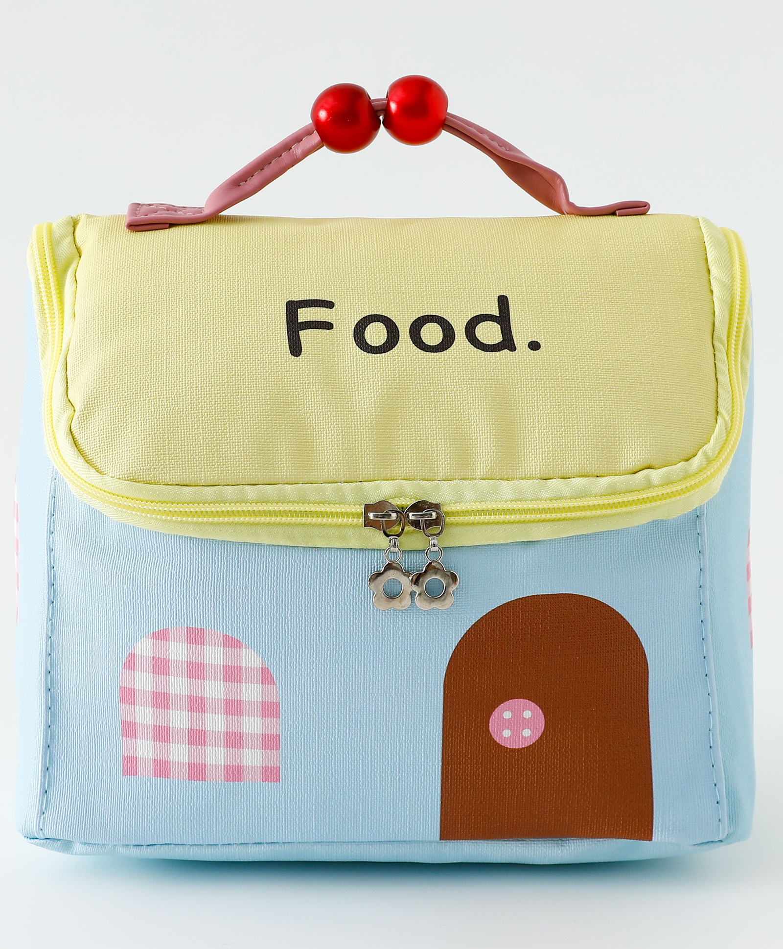 Cute House-Themed Printed Insulated Lunch Bag for Kids - Yellow & Blue| Thermal School Tiffin Bag| Lightweight Food Carry Bag with Handles for Boys & Girls-image-44