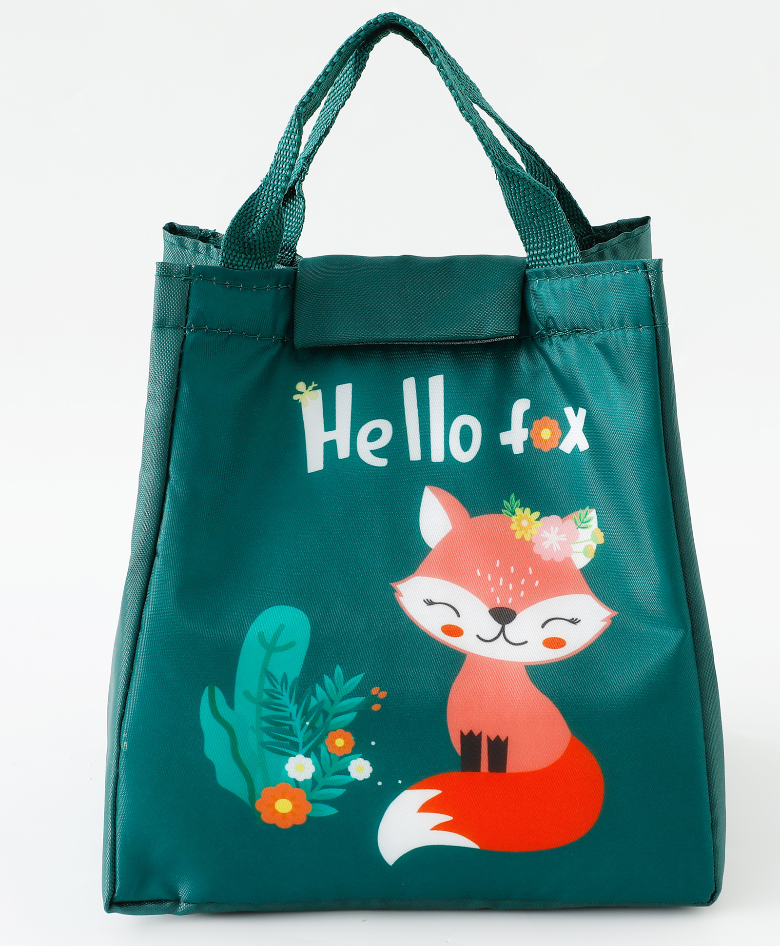 fab n funky Fox Printed Insulated Lunch Bag for Kids - Green| Thermal School Tiffin Bag| Lightweight Food Carry Bag with Handles for Boys & Girls-picture-14