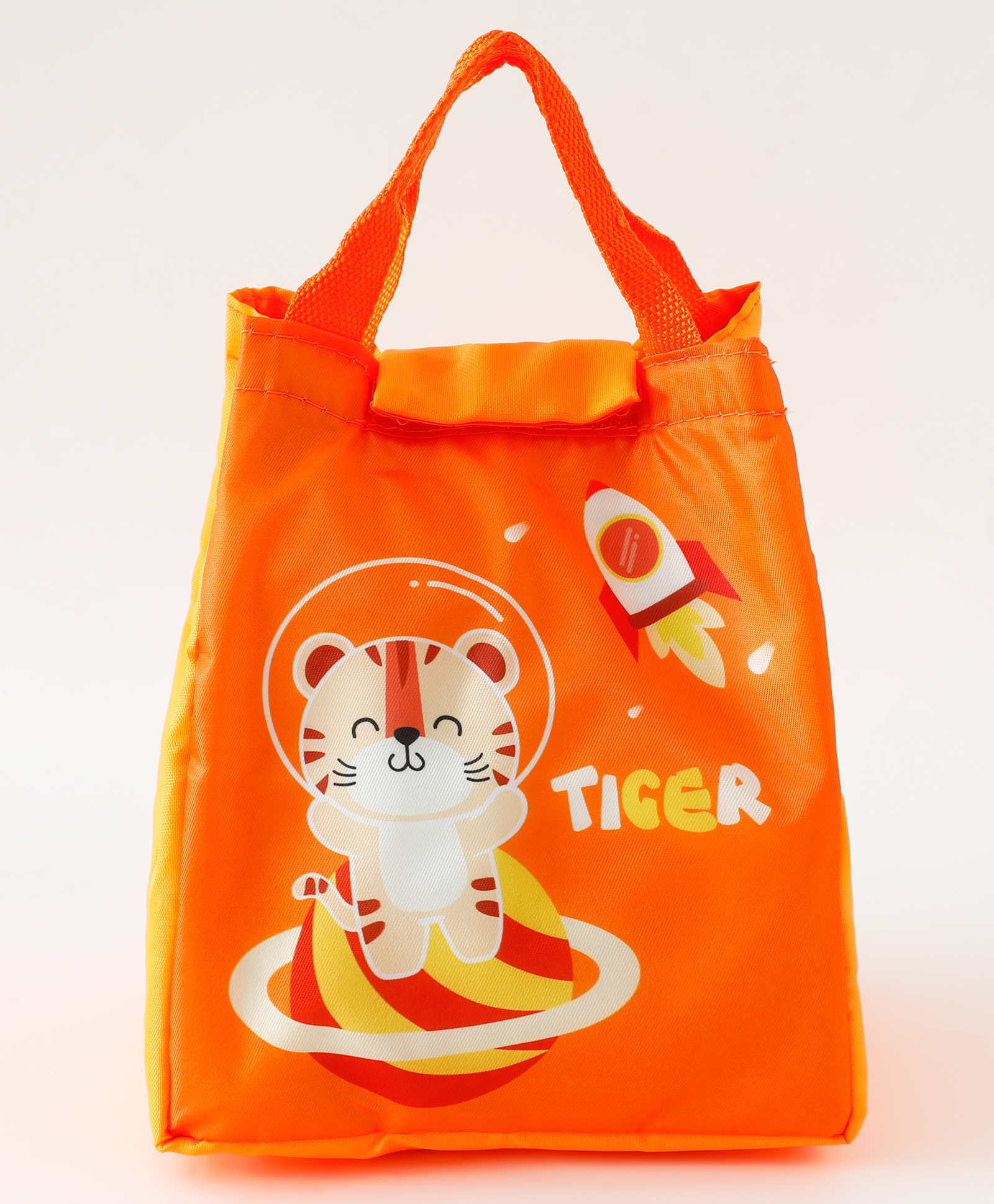 Cute Cosmo Tiger Printed Insulated Lunch Bag for Kids - Orange| Thermal School Tiffin Bag| Lightweight Food Carry Bag with Handles for Boys & Girls