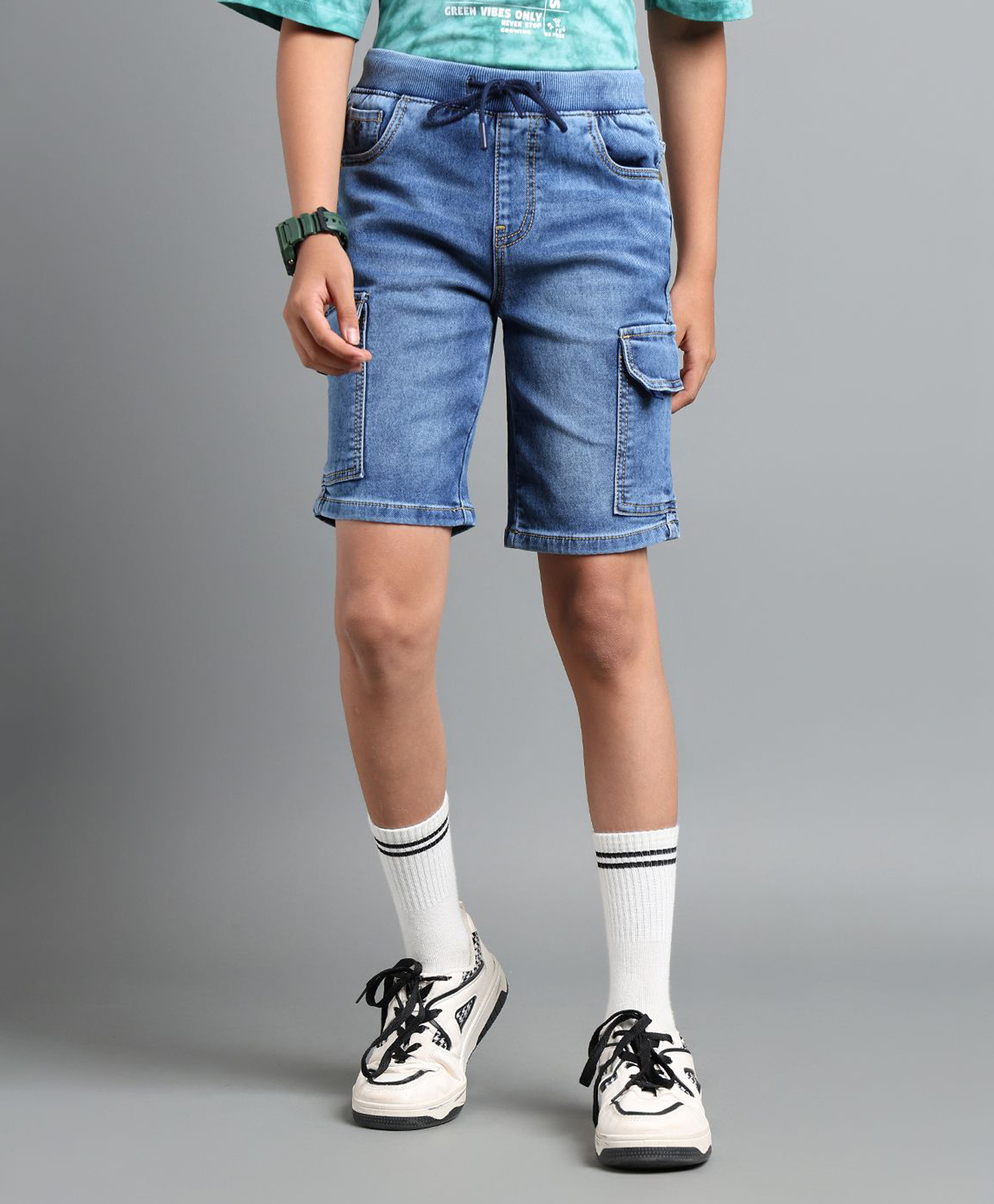 Under Fourteen Only Washed Shorts - Blue-picture-25