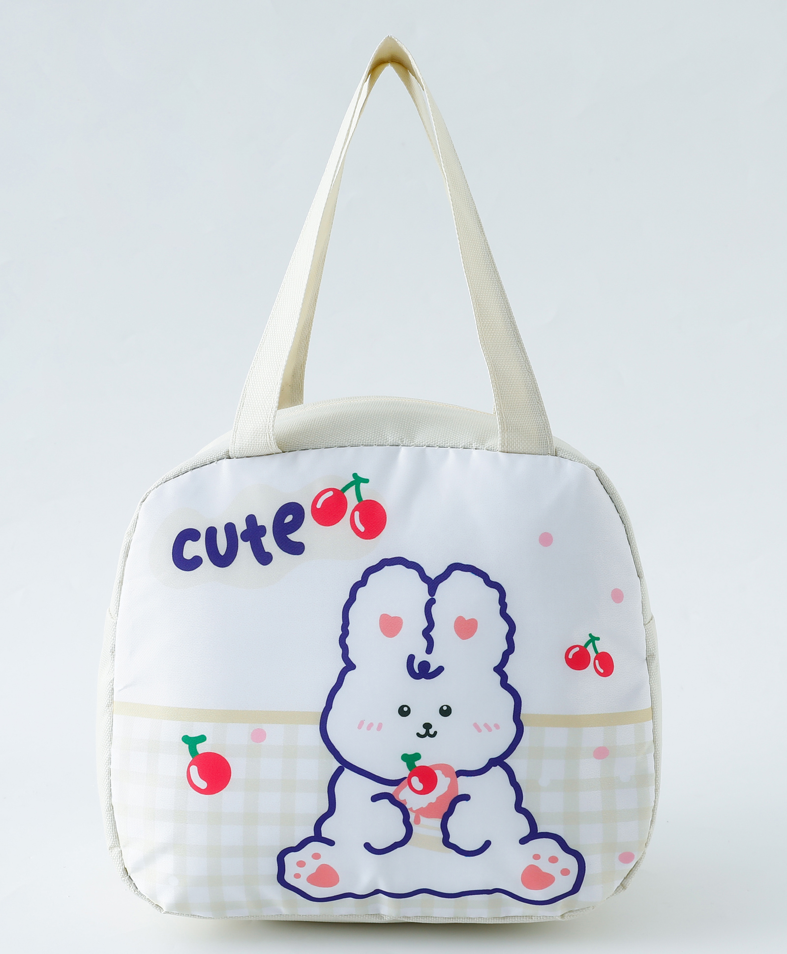 Kitty Cat Insulated Kids Lunch Bag Beige| Lightweight School Tiffin Carry Bag| Thermal Bag| Ideal for School, Office & Picnic| Food Carry Bag with Handles for Boys & Girls-image-37