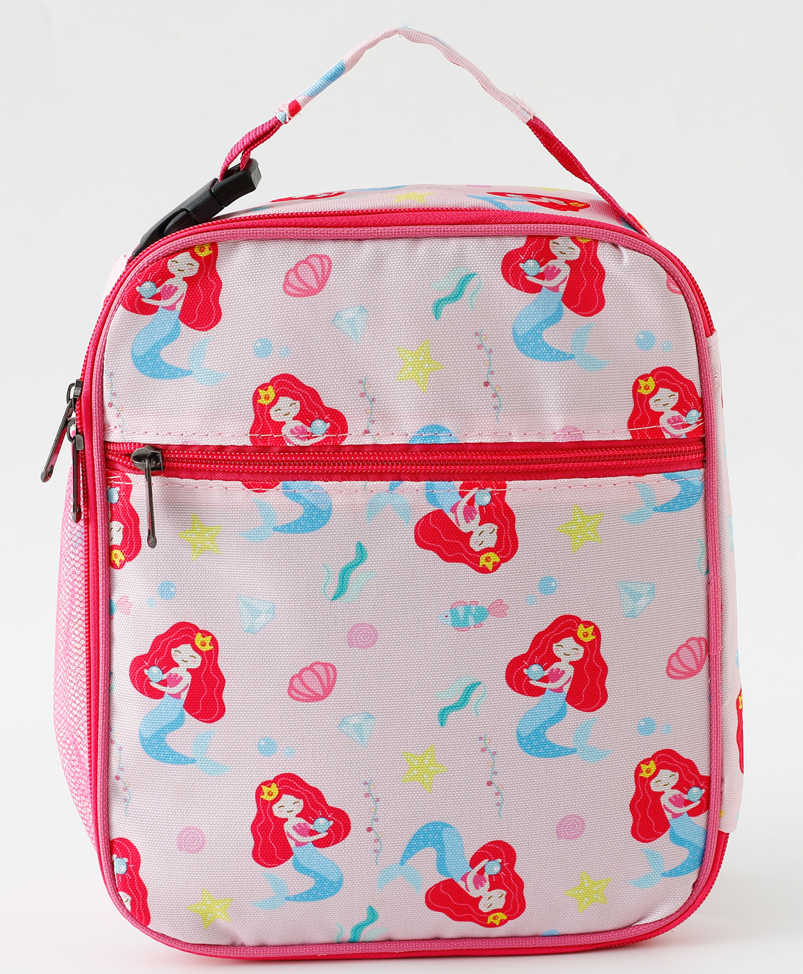 fab n funky Mermaid Kids Lunch Bag Pink| Lightweight School Tiffin Carry Bag| Front Pocket for Cutlery| Side Mesh Pocket| Ideal for School, Office & Picnic-picture-19