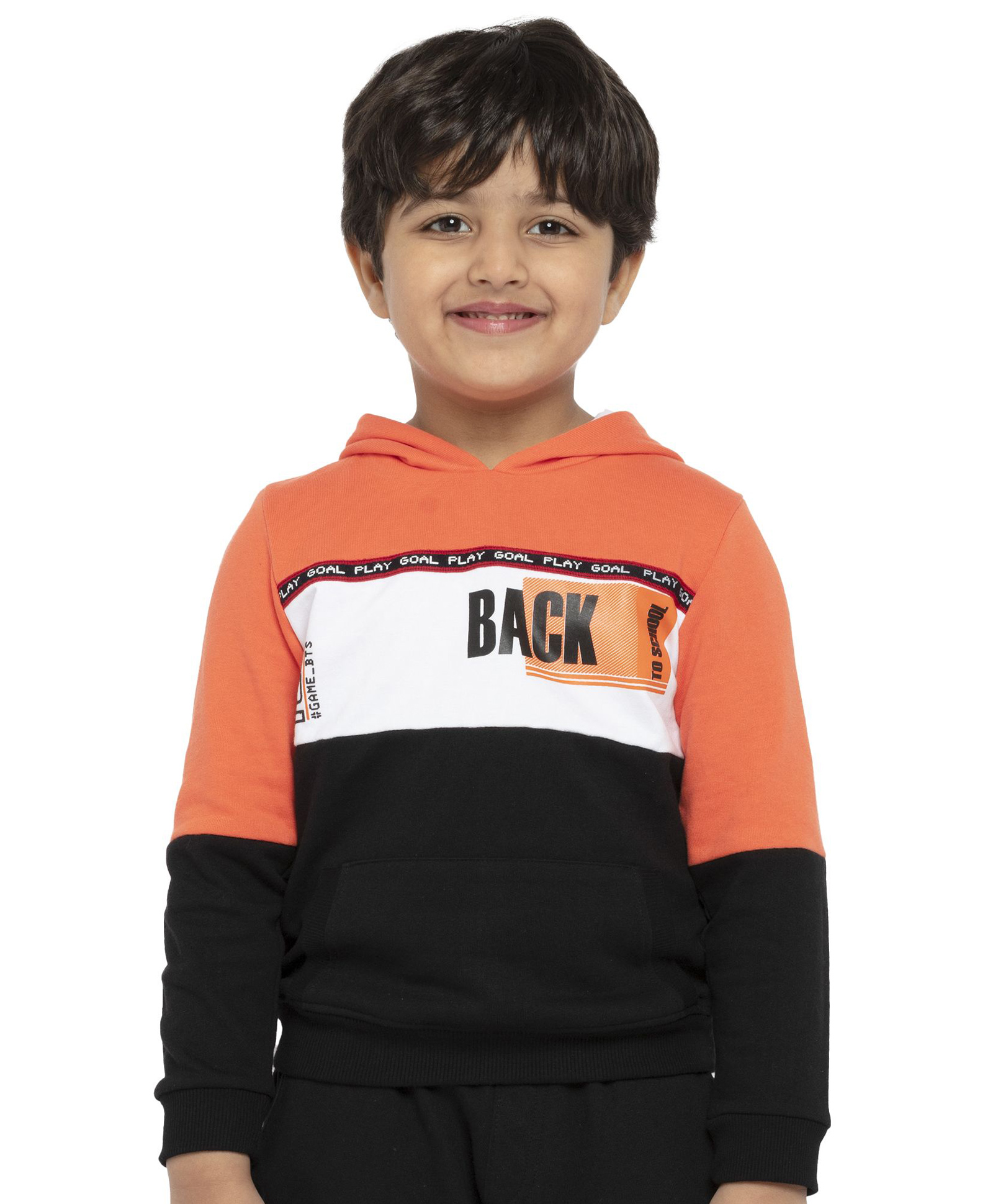 Under Fourteen Only Full Sleeves Back To School Text Printed Light Winter Hoodie - Orange-image-49