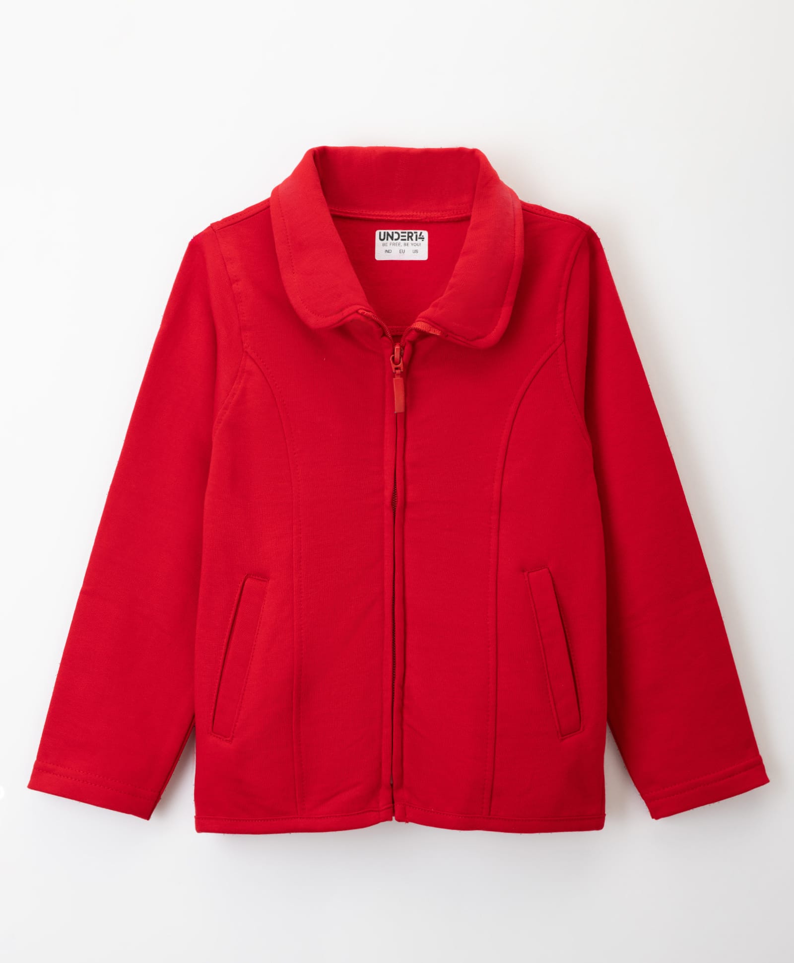 Under Fourteen Only Full Sleeves Solid Jacket - Red-picture-13