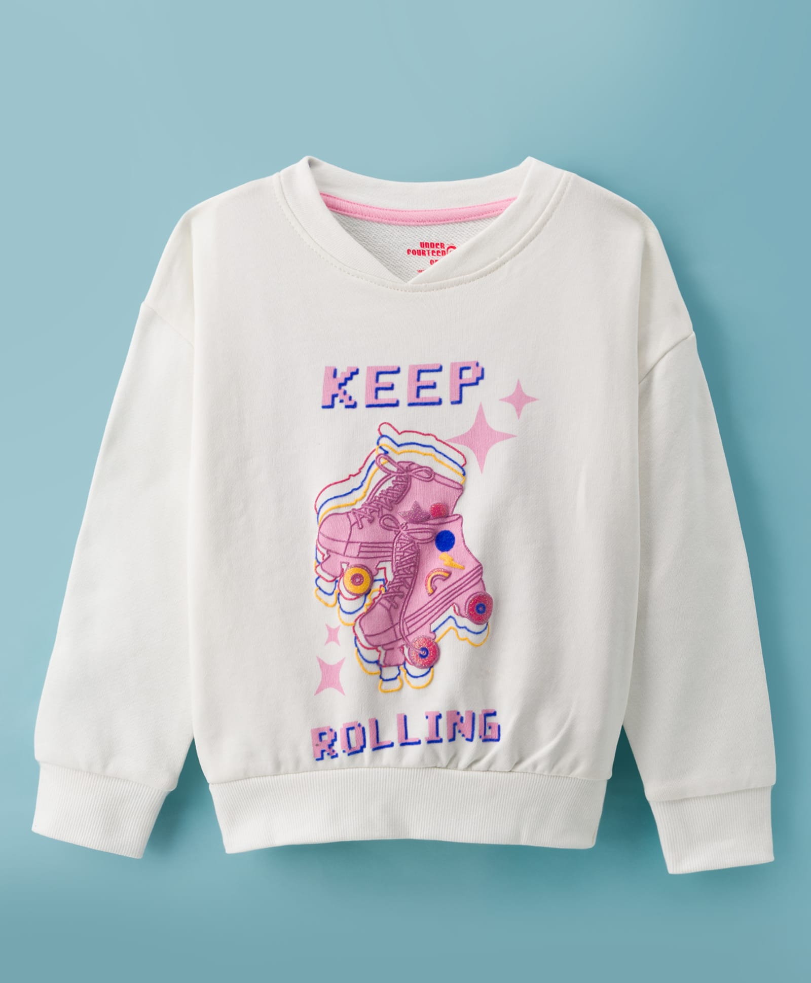 Under Fourteen Only Full Sleeves Roller Skates Printed Light Winter Sweatshirt - Off White-picture-23
