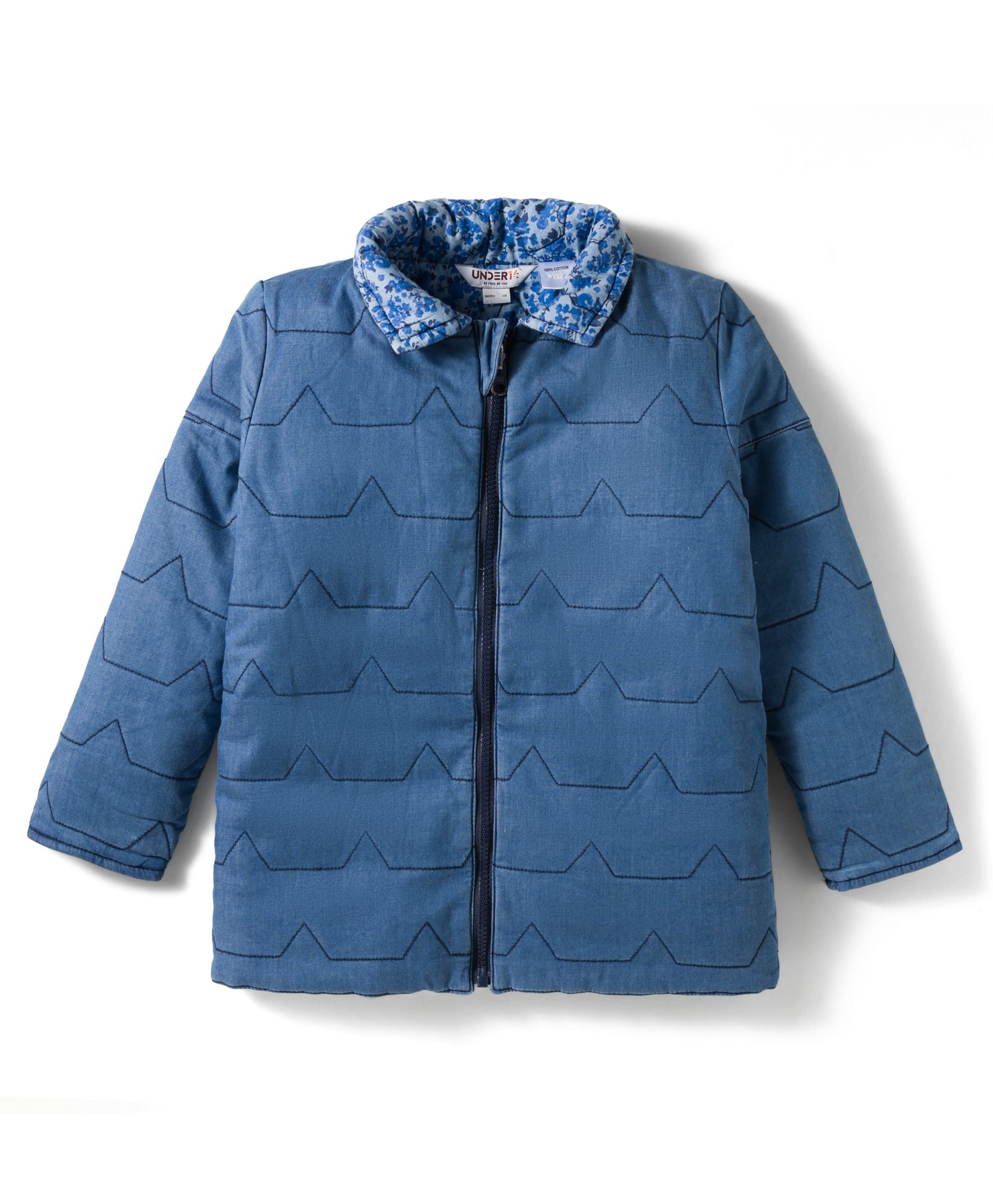 Under Fourteen Only Full Sleeves Threadwork Detailed Jacket - Blue-image-43