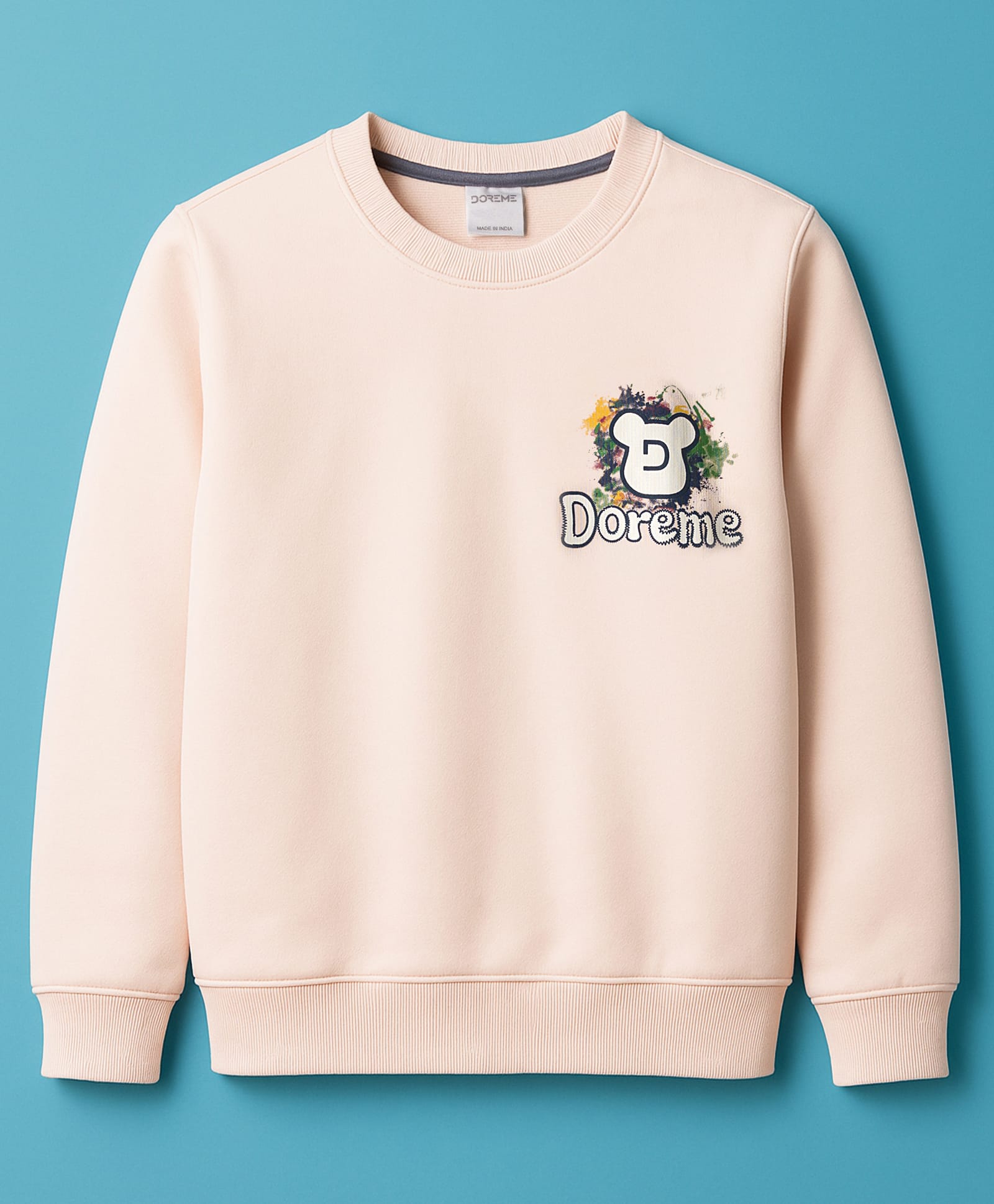 Doreme Terry Knit Full Sleeves Sweatshirt with Text Graphic - Light Pink-picture-21