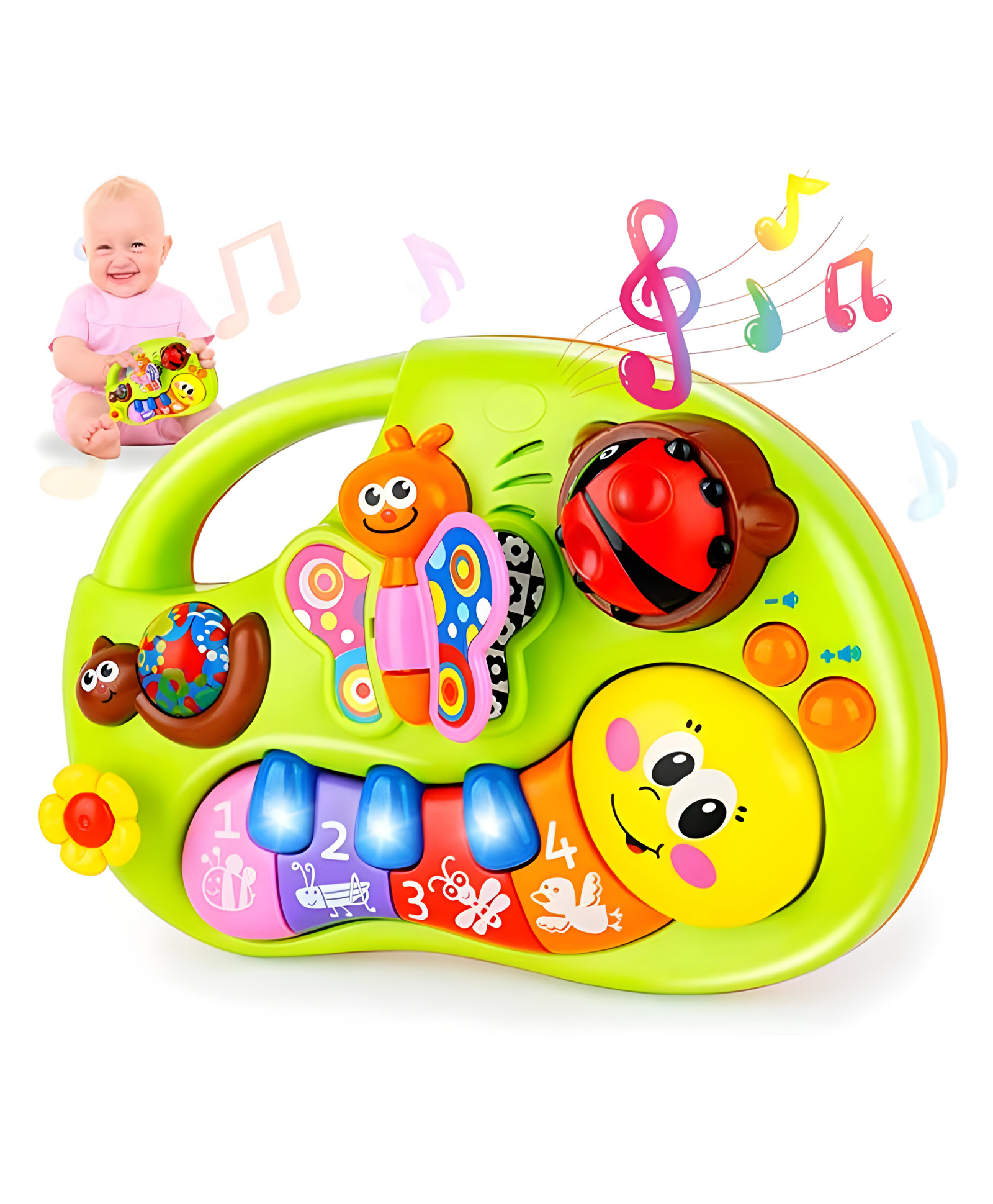 NEGOCIO Early Childhood Education Baby Finger Exploration Training Piano Musical Instrument Toy Electronic Keyboard With Music Light- Pack of 1 - Color May Vary-image-31