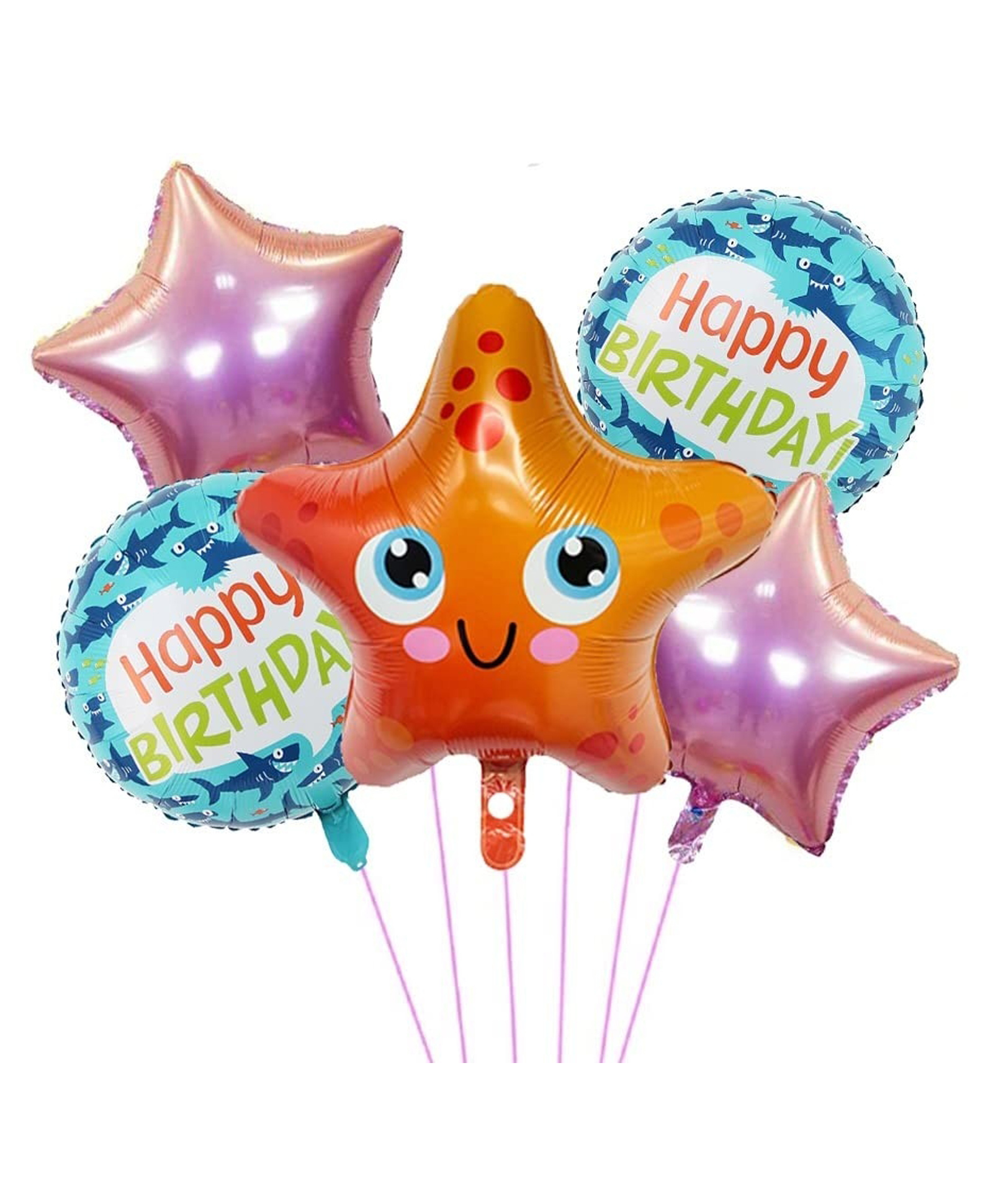 Bubble Trouble Star Fish themed Foil balloons Pack of 5-image-29