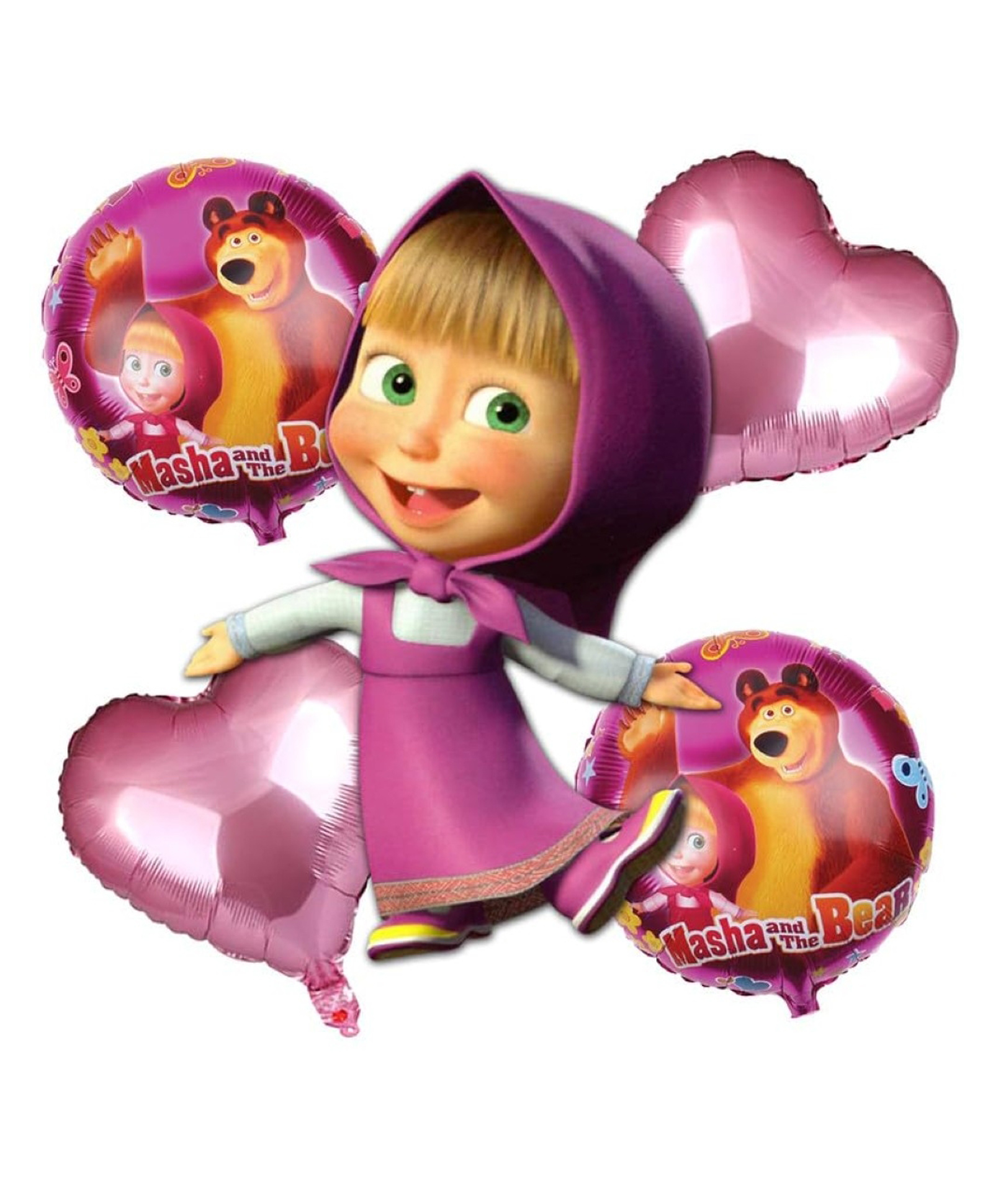 Bubble Trouble Masha Bear themed Foil balloons Pack of 5-image-3
