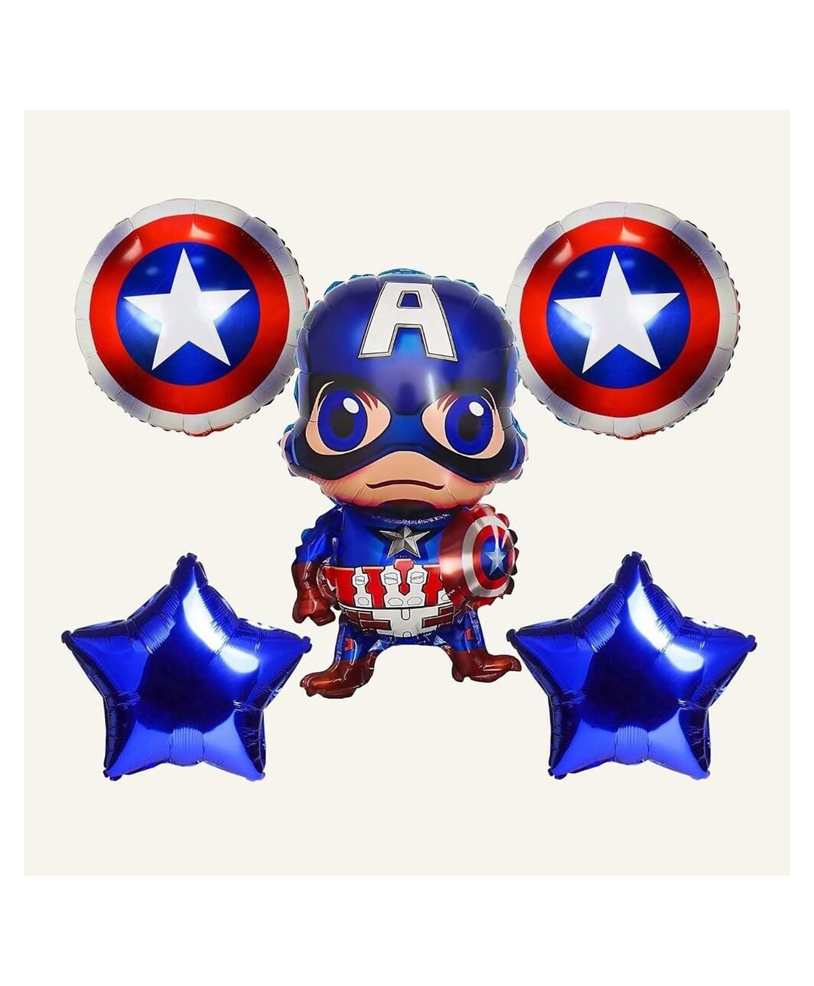 Bubble Trouble Captain America themed Foil balloons Pack of 5-image-1