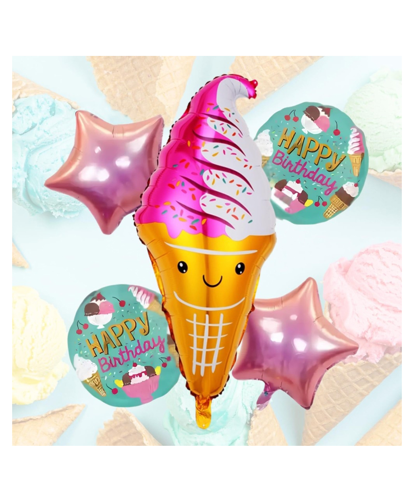 Bubble Trouble Icecream themed Foil balloons Pack of 5-picture-13