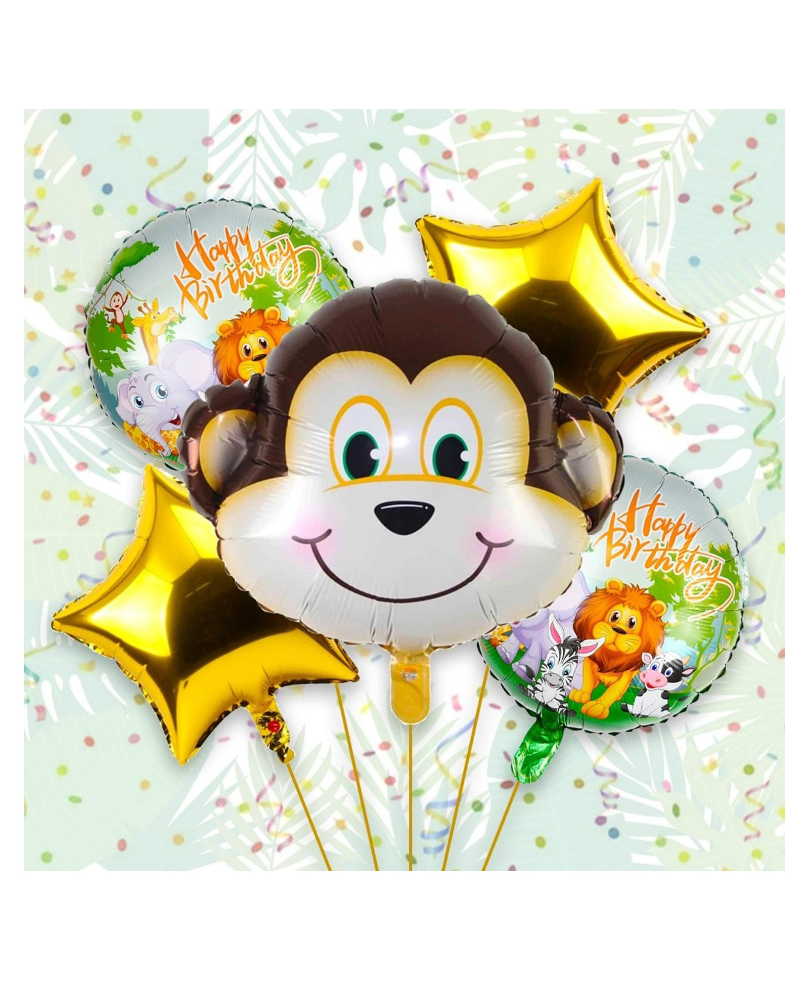 Bubble Trouble Monkey birthday themed Foil balloons Pack of 5-image-14
