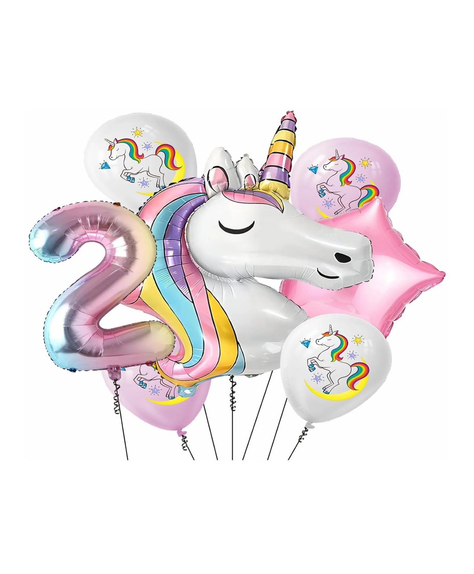 Bubble Trouble Unicorn themed Foil balloons Pack of 7-image-11