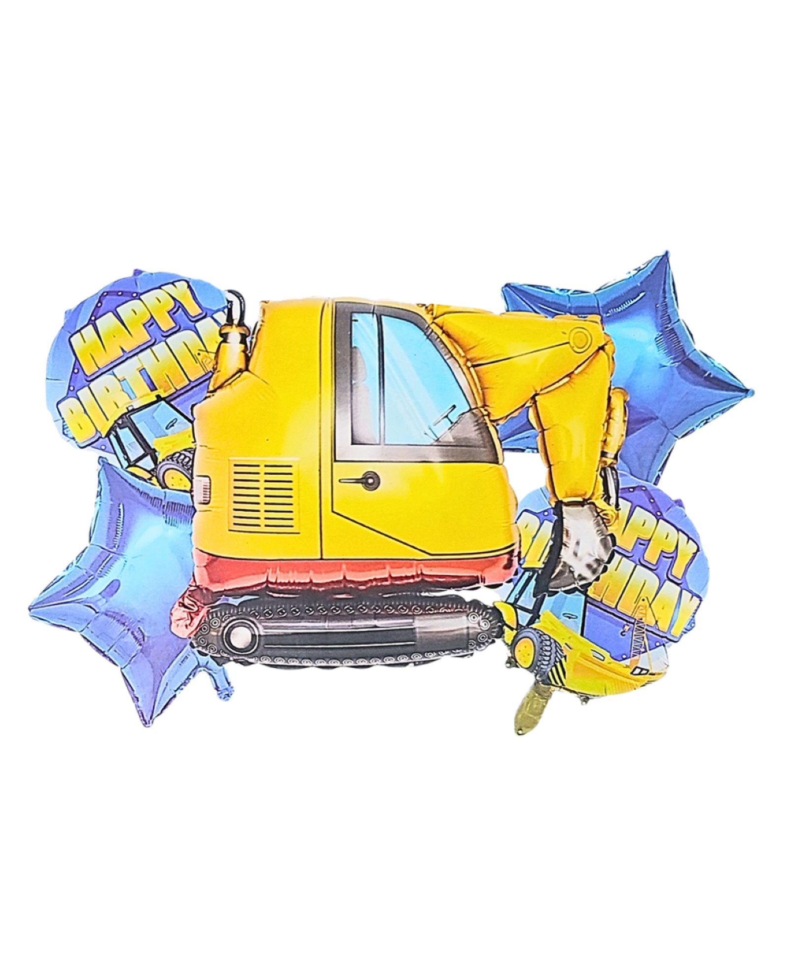 Bubble Trouble Construction Balloons 30" Grab Digger/Excavator Foil Birthday Balloon Foil Set Mylar Balloons for Construction/JCB/Traffic Themed Party Decoration Supplies (Pack of 5)-image-5