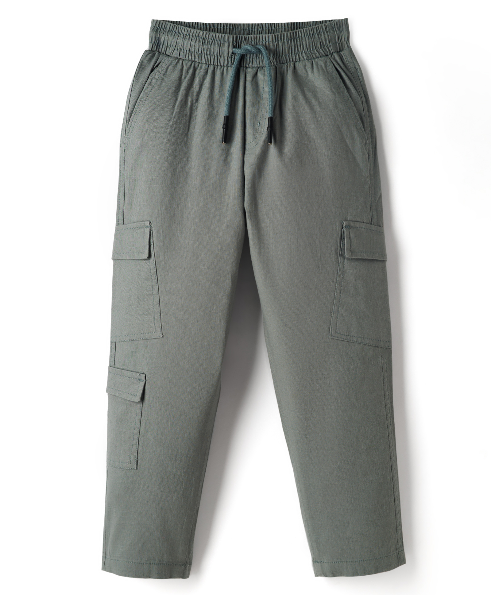 kookie kids india Kookie Kids Cotton Elastane Woven Full Length Cargo Pant - Grey-picture-11