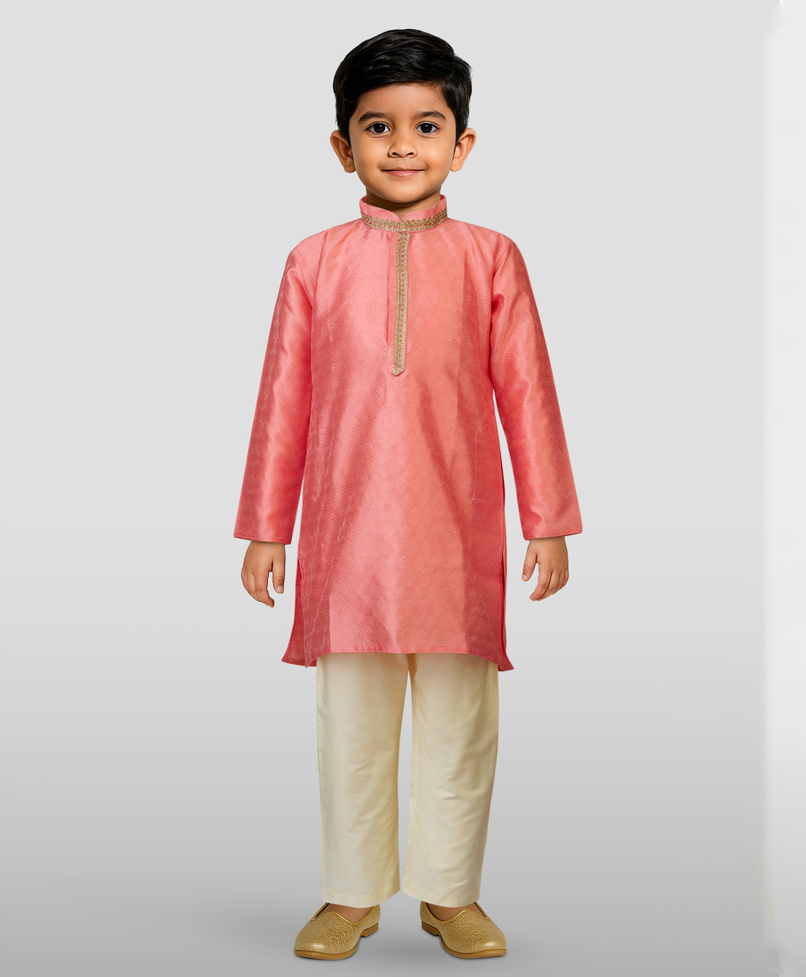 JBN Creation Silk Woven Full Sleeves Abstract Embroidered & Lace Embellished Kurta Pyjama Set - Pink-picture-28