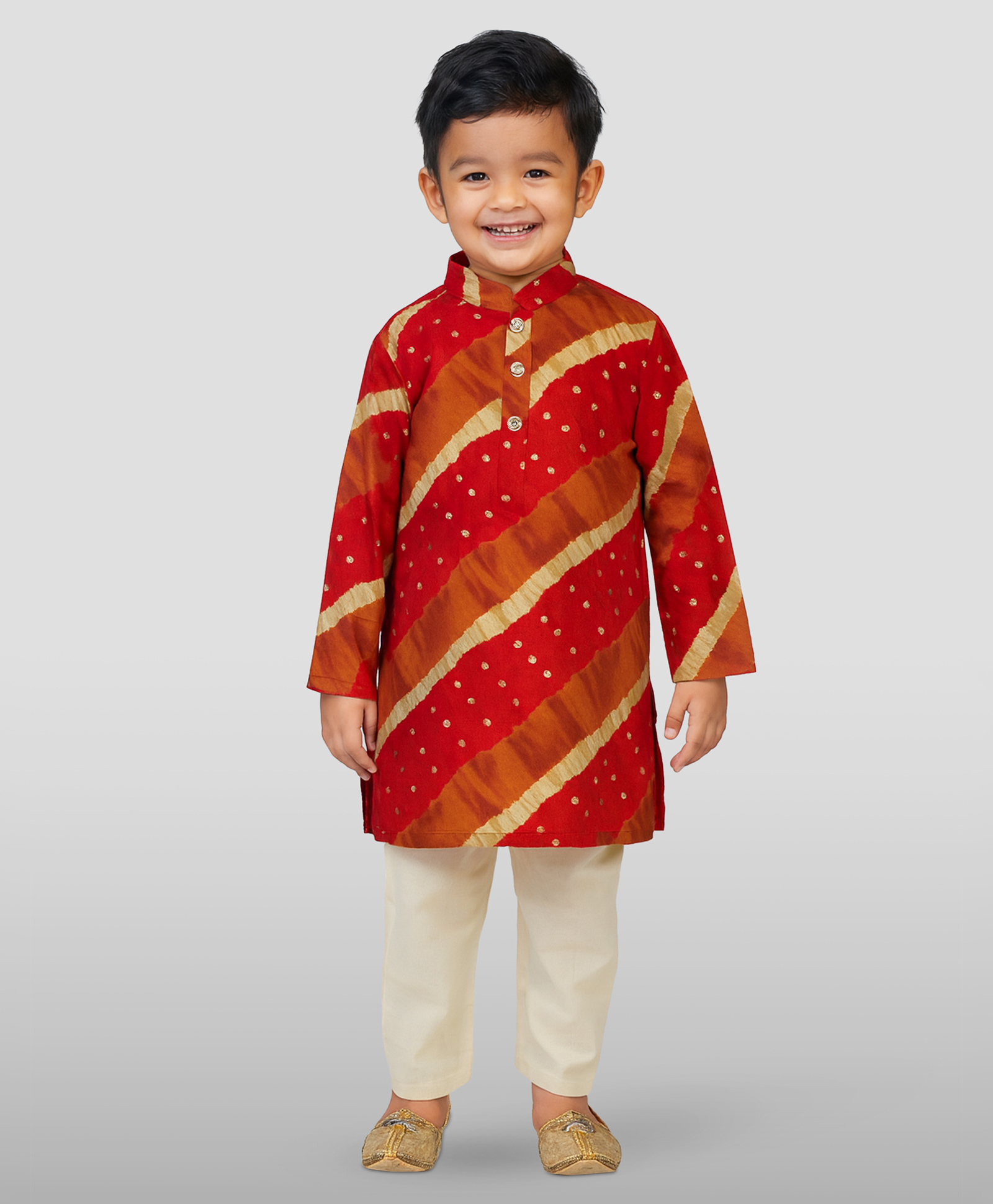 JBN Creation Rayon Woven Full Sleeves Leheriya & Floral Foil Printed Kurta Pyjama Set - Maroon-picture-19