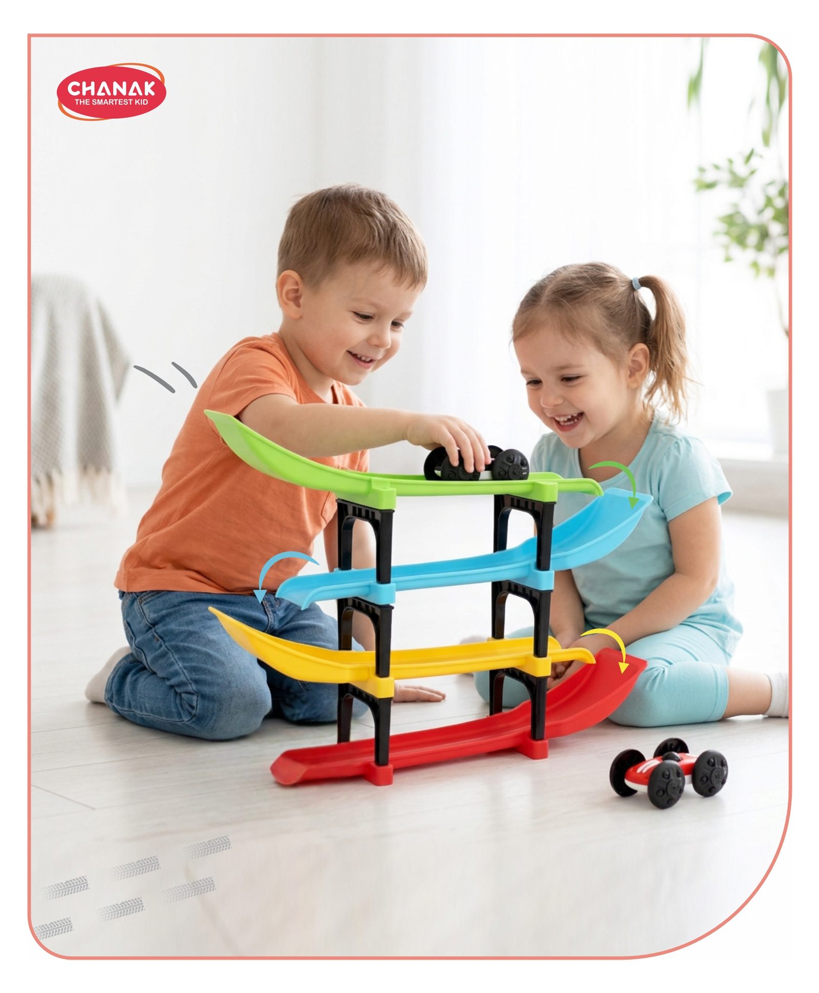Aditi Toys Plastic Ramp Racer Car Toy with 2 Mini Big Wheel Cars with 6 Stands, Multilevel Twister Track, 4 Multicolor Track Ramp Racer Playset Racing Toy for Boys Girls, Above 3+ Age-picture-13