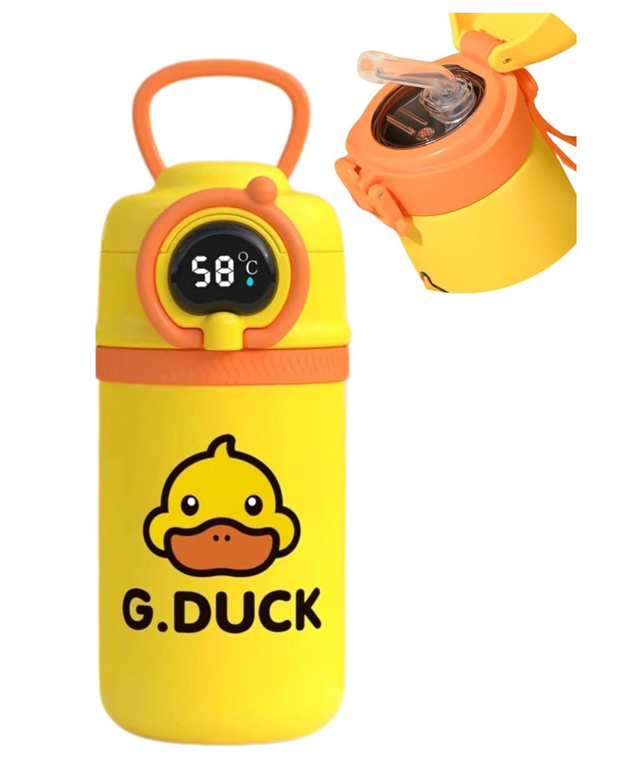 SANJARY Thermal Flask with Straw 550 ml Drinking Bottle Children Stainless Steel Leak-Proof Water Bottle color design may vary