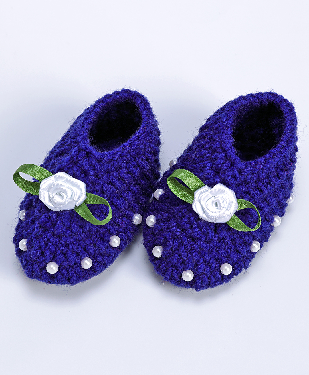 Love Crochet Art Wool Pearl Embellished Booties - Blue-picture-26