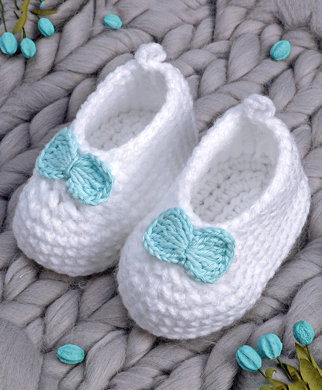 Love Crochet Art Wool Bow Detailed Booties - White-image-8